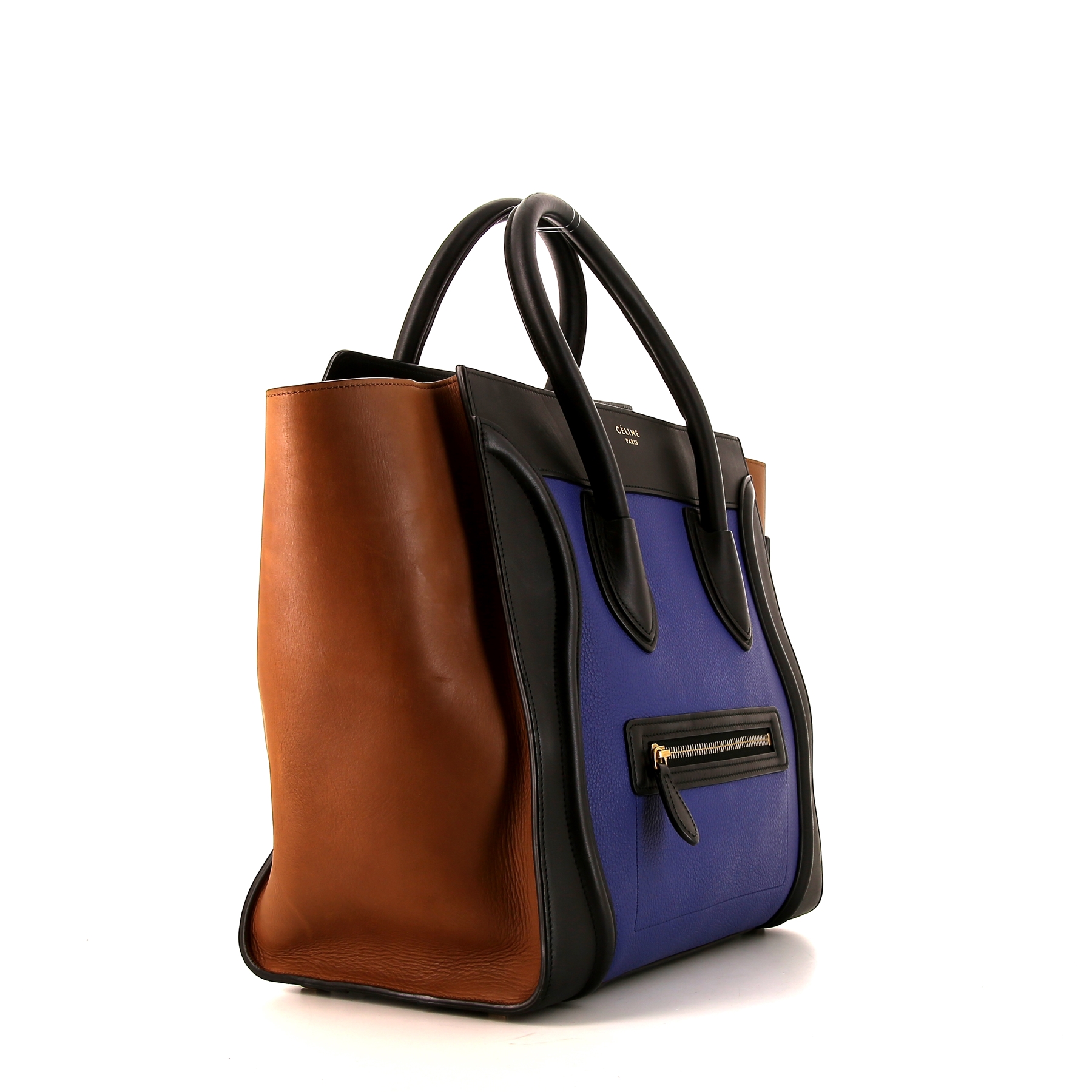 Celine  Luggage Mini handbag  in blue, black and brown leather