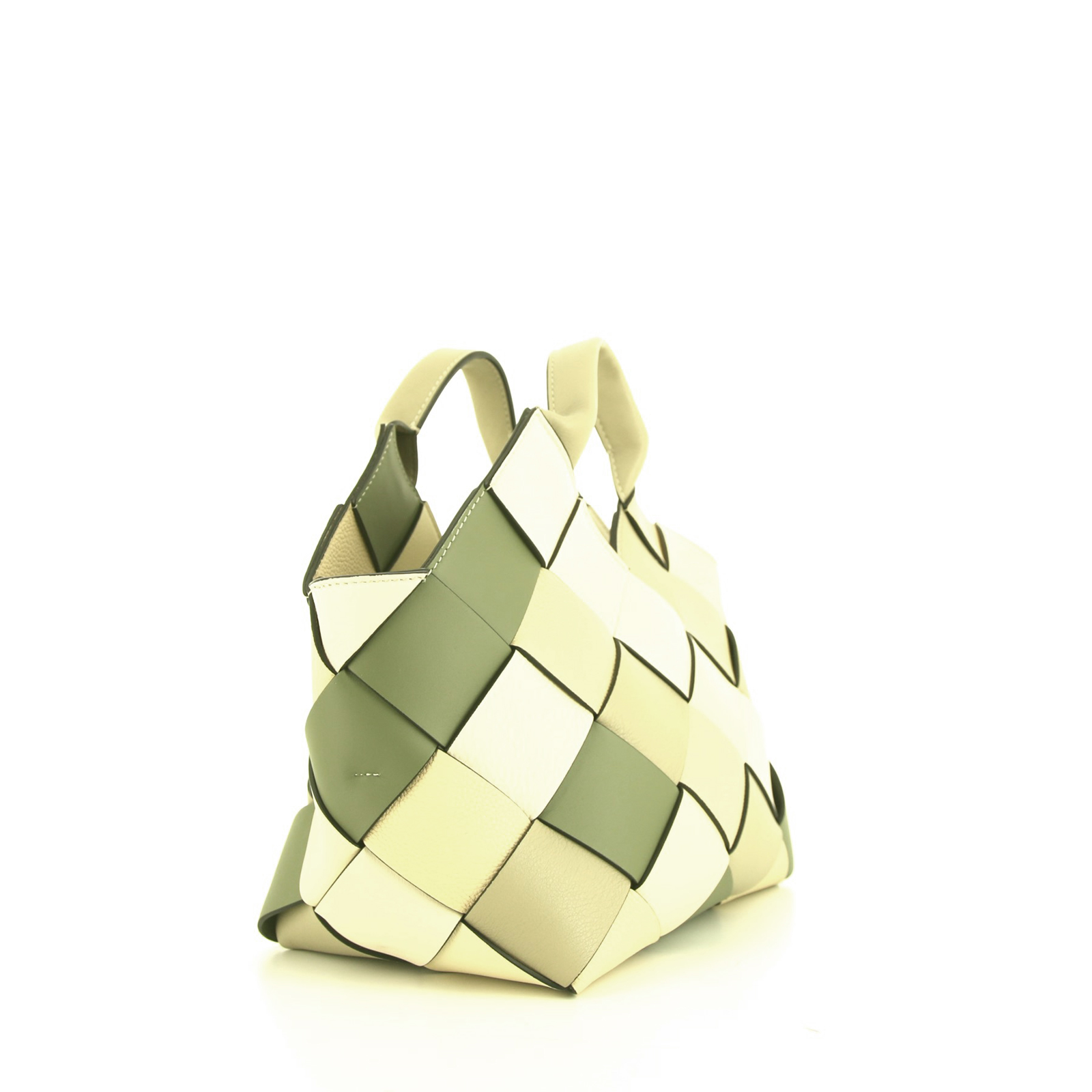 Loewe Woven shopping bag in green and beige braided leather