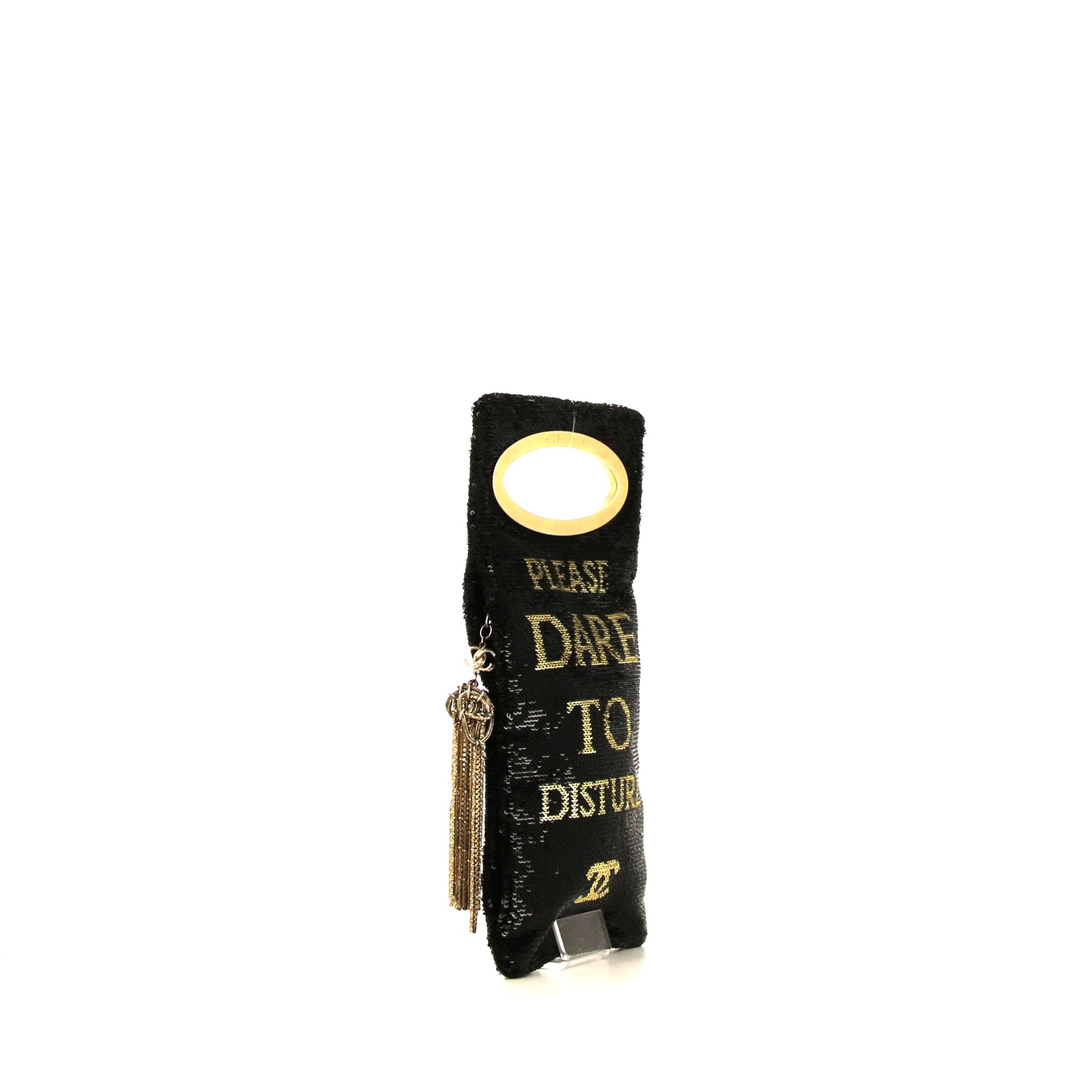 Chanel Limited Editions Please do not disturb clutch  in black and gold paillette