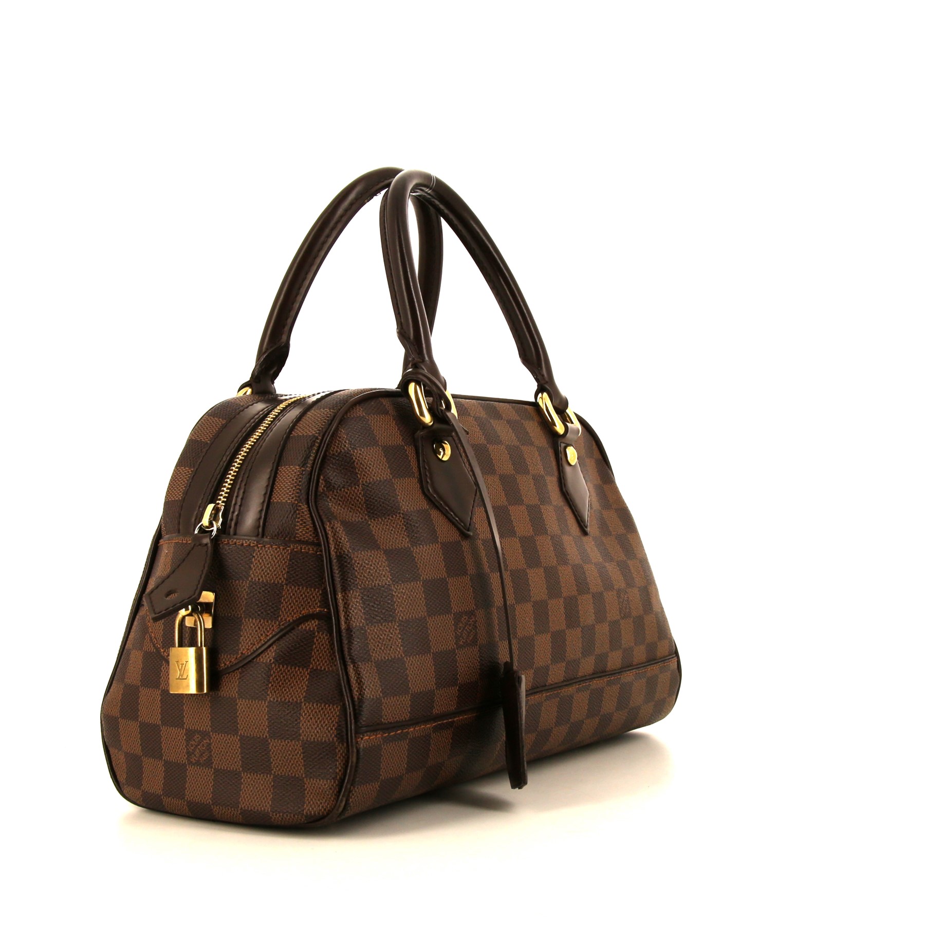 Louis Vuitton  Duomo handbag  in ebene damier canvas  and brown leather