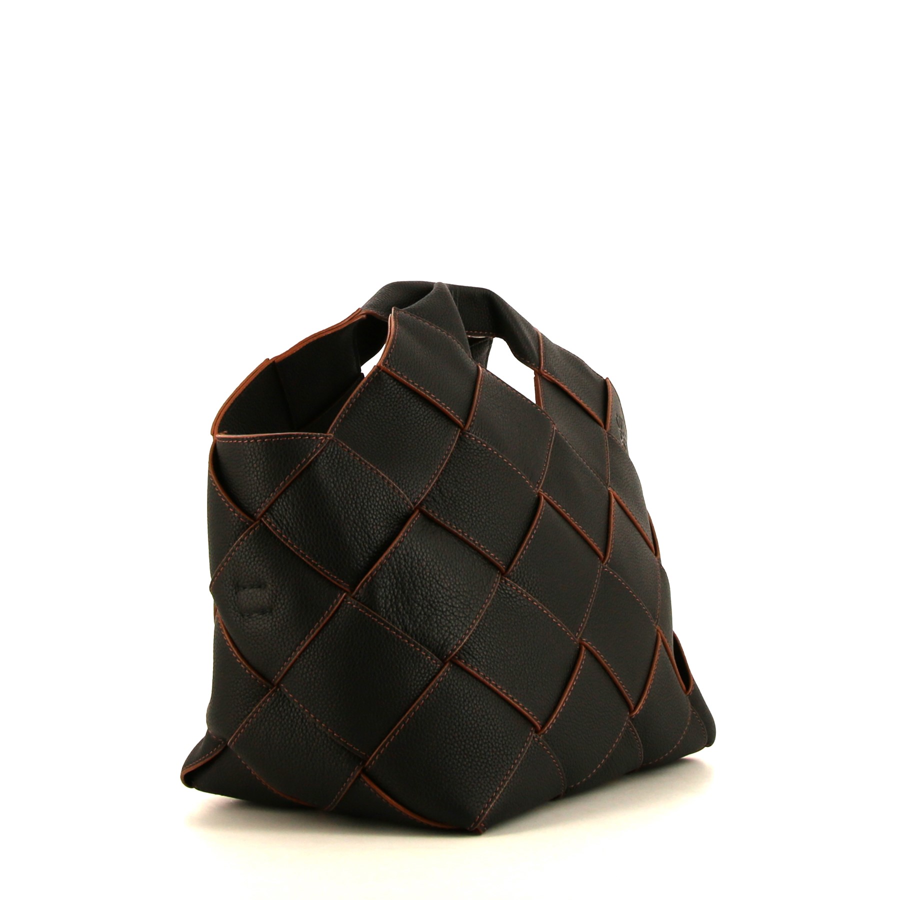 Loewe Woven shopping bag in black grained leather