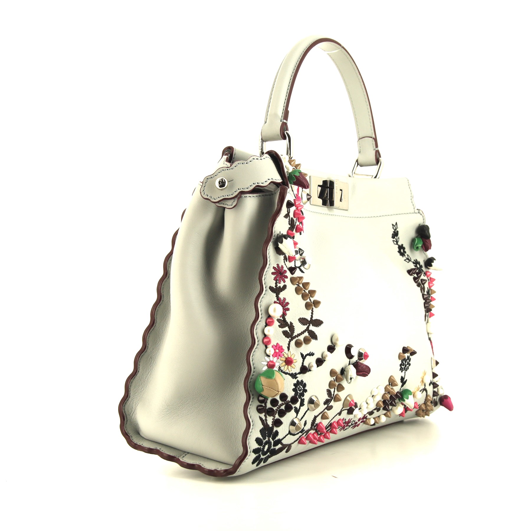 Borsa Fendi  Peekaboo Regular modello medio  in pelle grigia