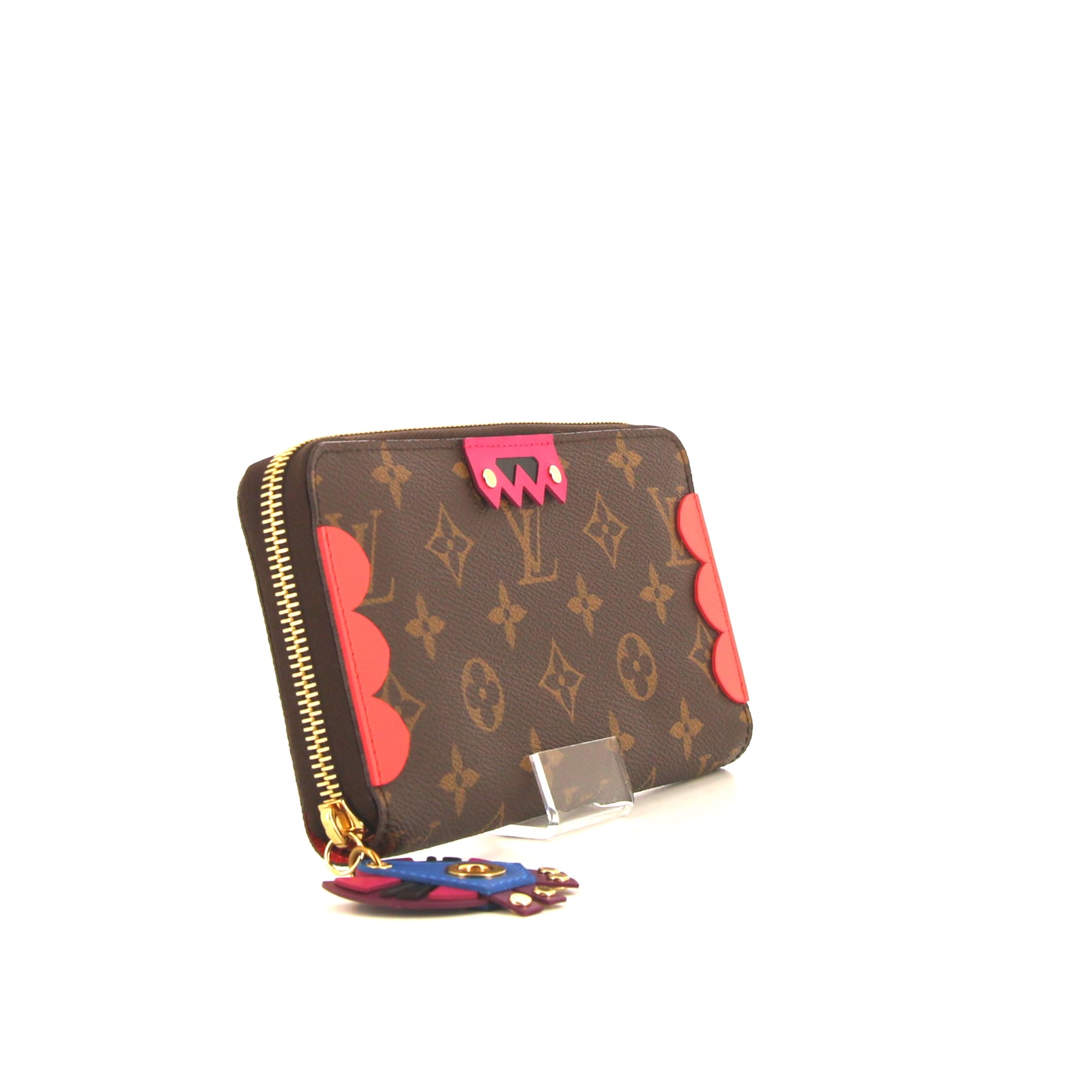 Louis Vuitton Zippy Limited Edition Flamingo Monogram Totem wallet in brown monogram canvas and red leather