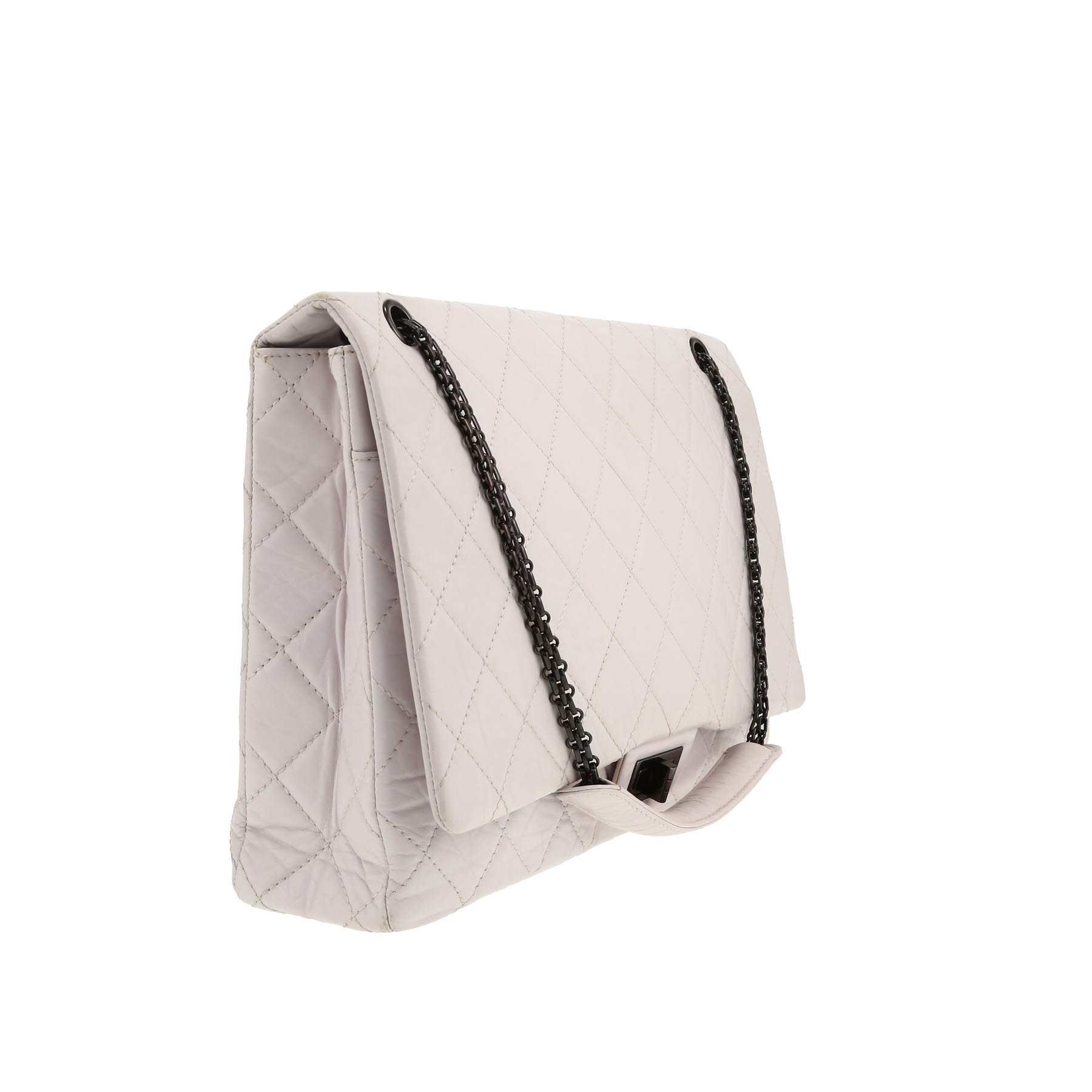 Chanel 2.55 handbag in white quilted leather