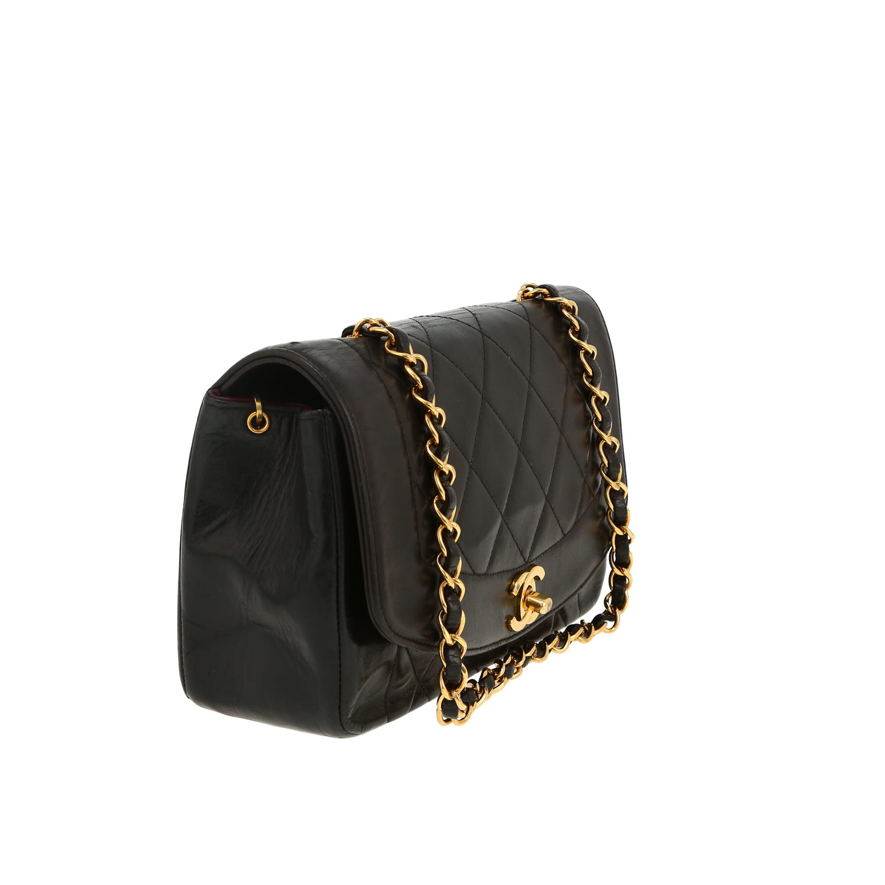 Chanel  Vintage Diana shoulder bag  in black quilted leather