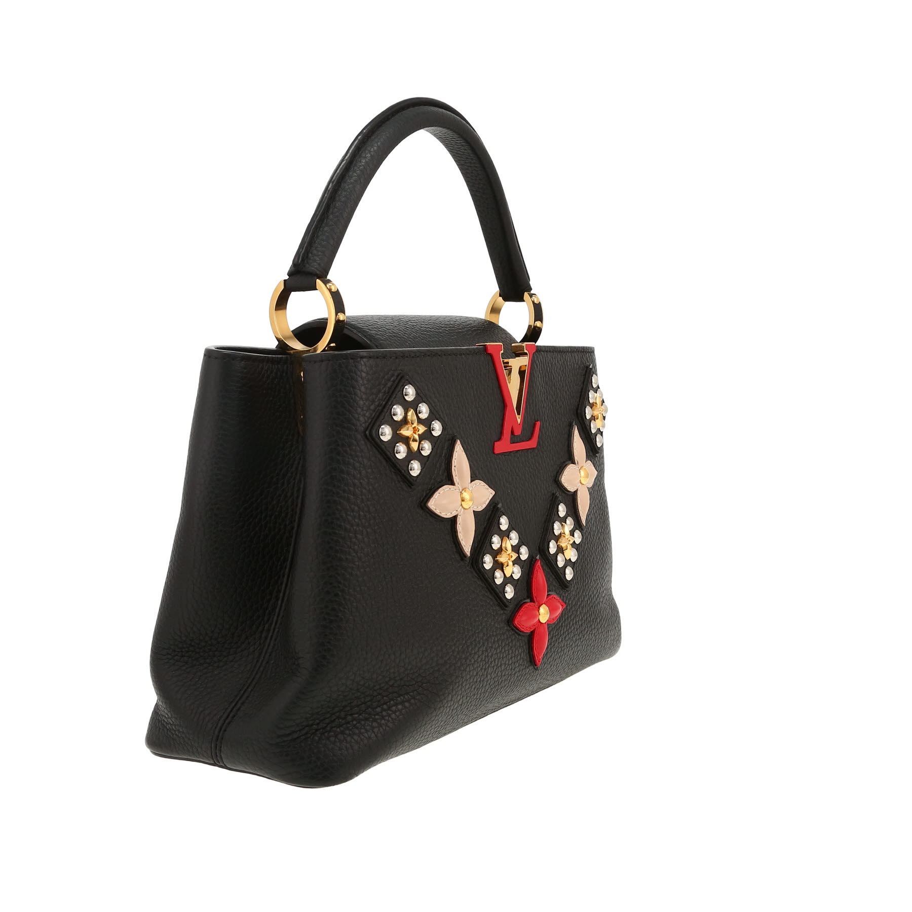Louis Vuitton  Capucines MM shoulder bag  in black grained leather