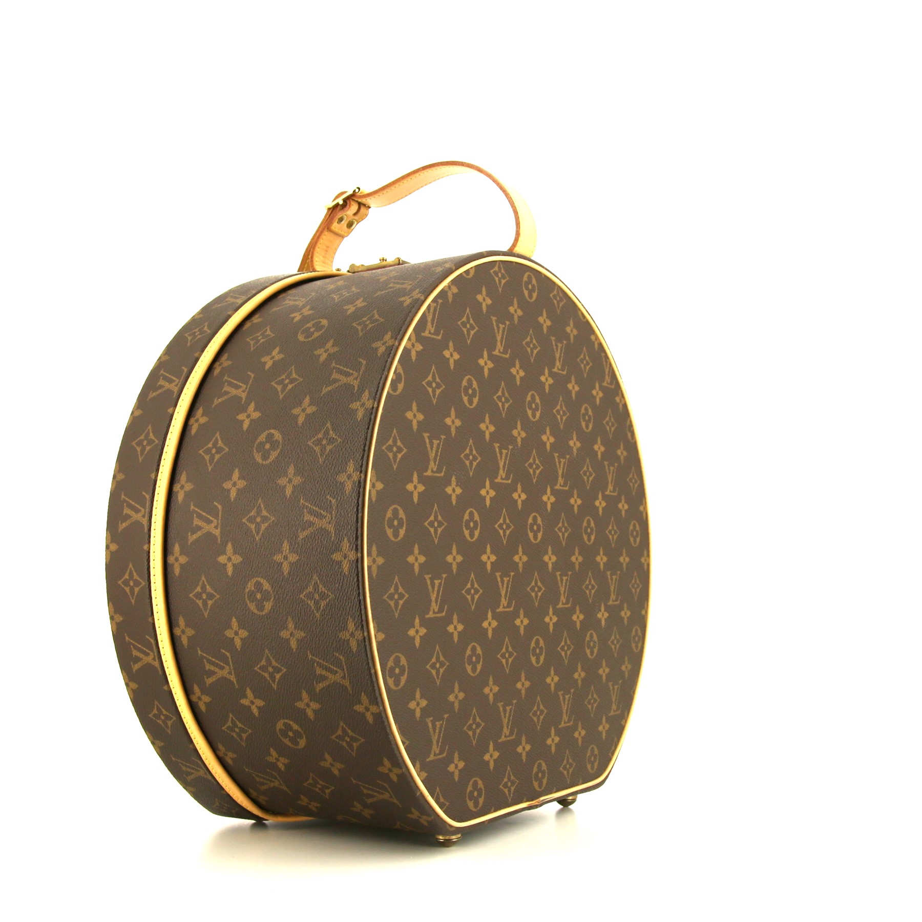 Boite à chapeaux Louis Vuitton Boîte chapeau 40 en toile monogram et cuir naturel
