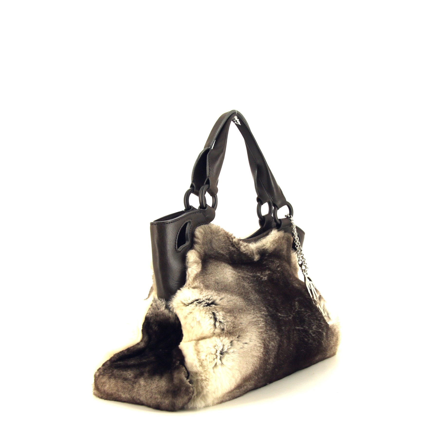 Sac à main Cartier Marcello en fourrure grise et cuir gris
