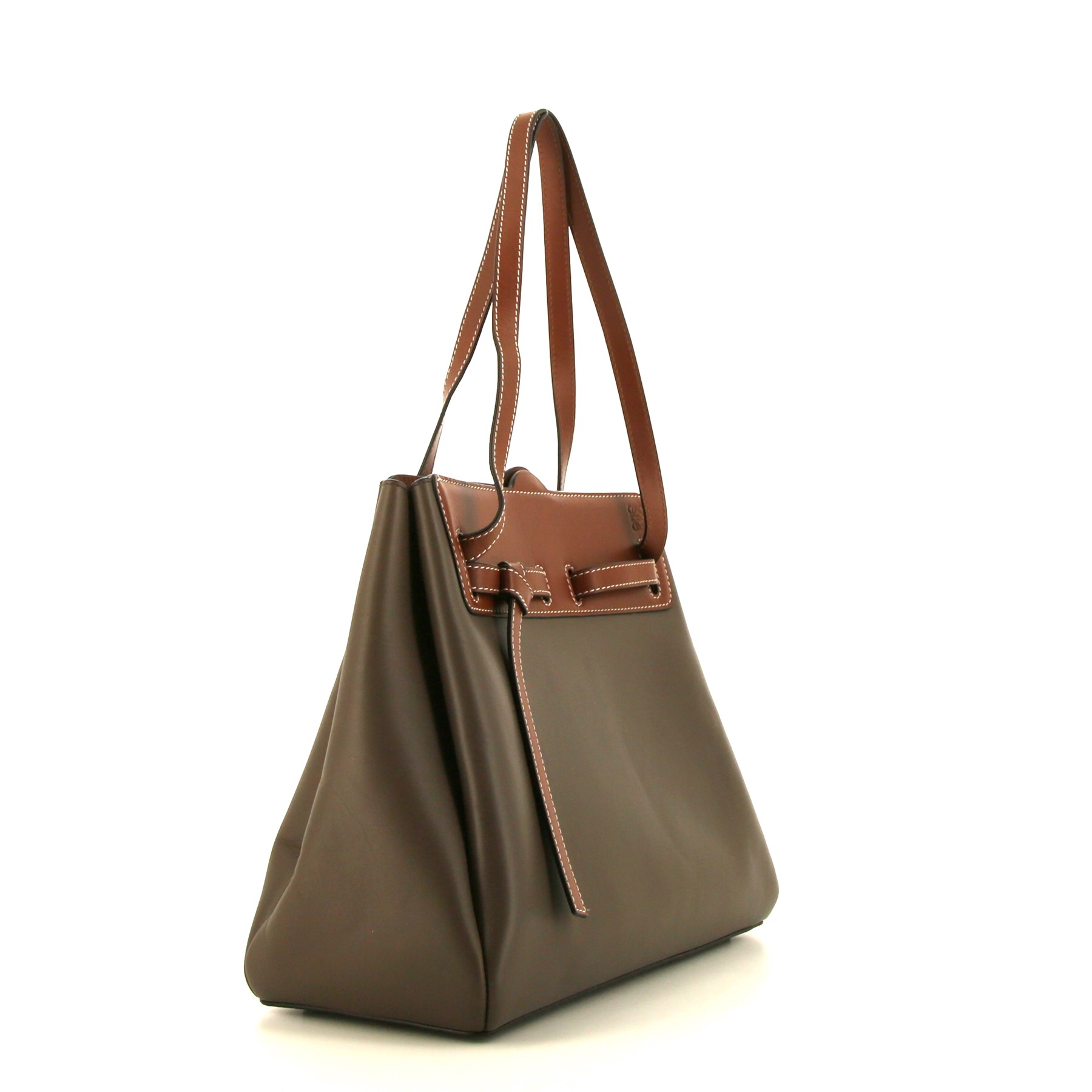 Borsa Loewe Lazo in pelle marrone e pelle color talpa
