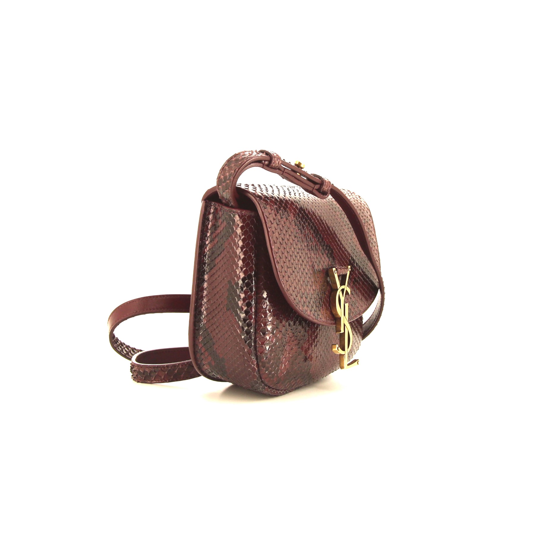 Sac bandoulière Saint Laurent Kaia Satchel petit modèle en python rouge et noir