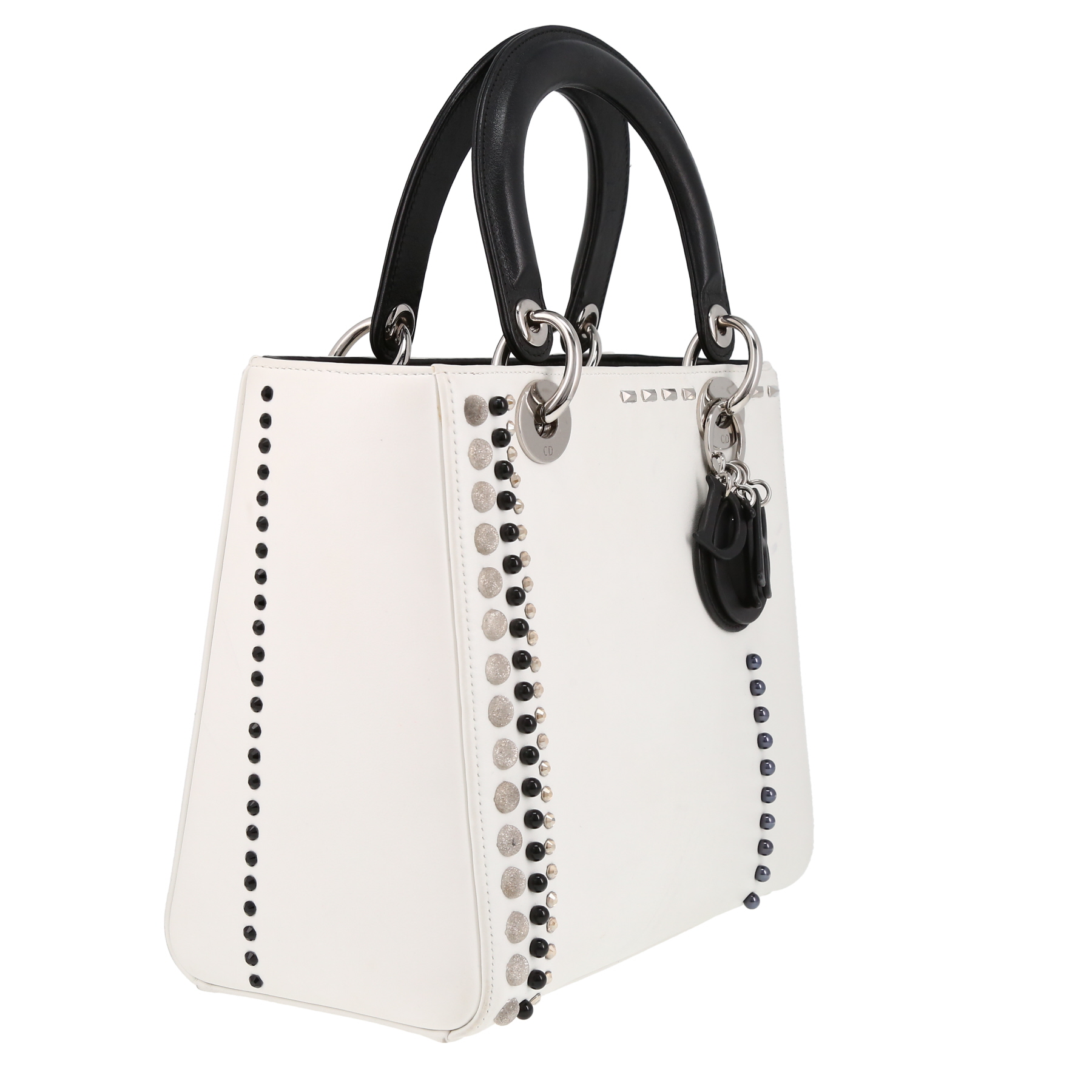 Bolso de mano Dior  Lady Dior en cuero blanco