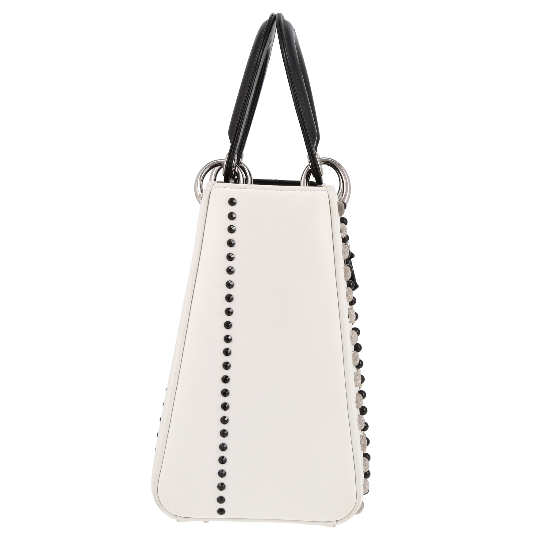 Lady Dior Handbag In White Leather