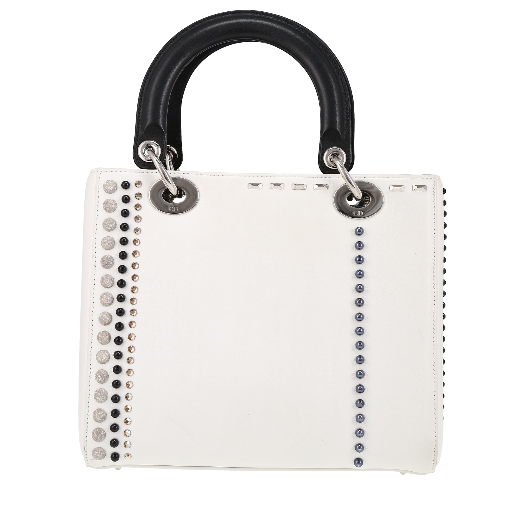 Lady Dior Handbag In White Leather