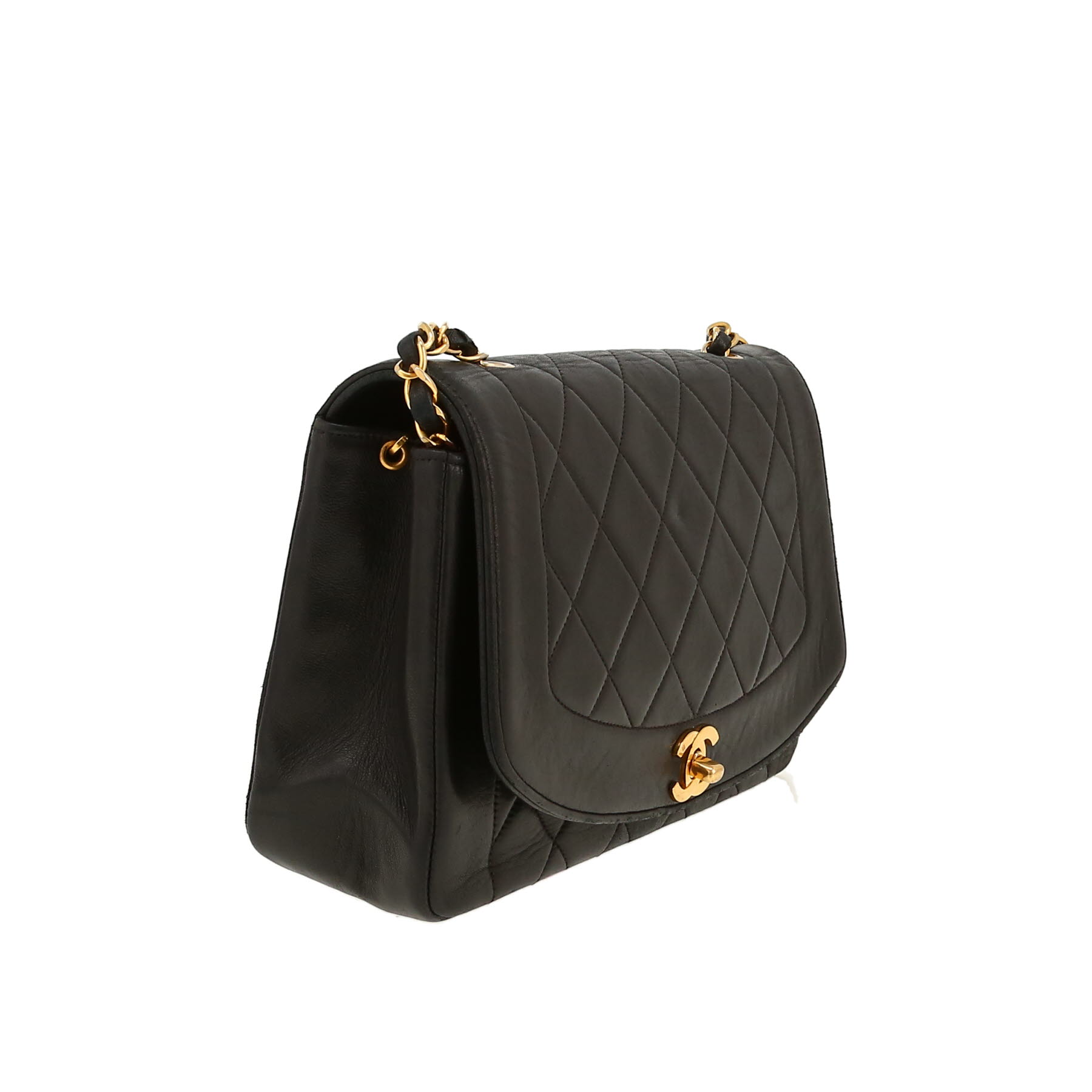 Chanel  Vintage Diana handbag  in black leather
