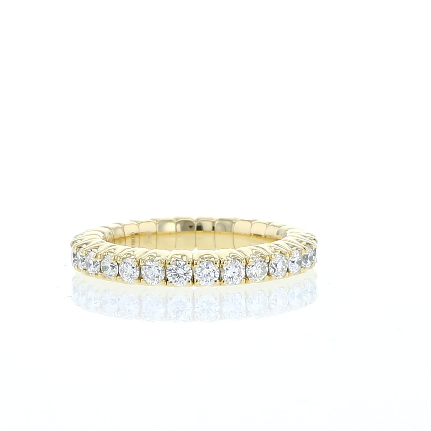 Half-flexible wedding ring in yellow gold and diamonds (1,19 carat)