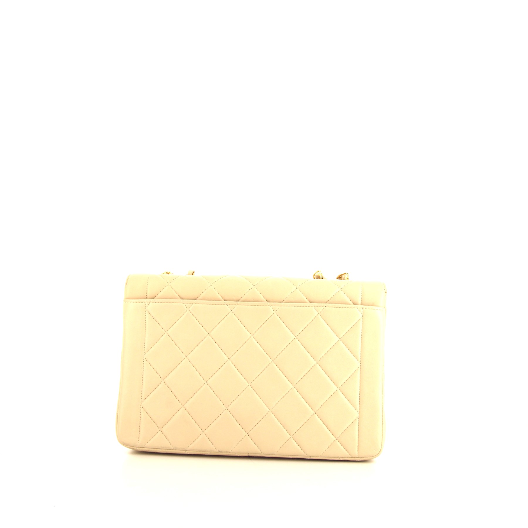 Handbag In Cream Color Quilted Leather