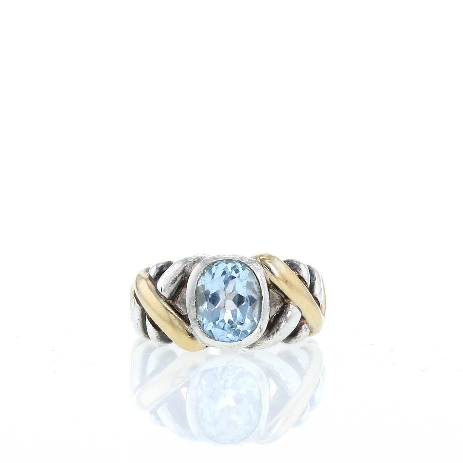 Ring In Silver, Yellow Gold And Topaz