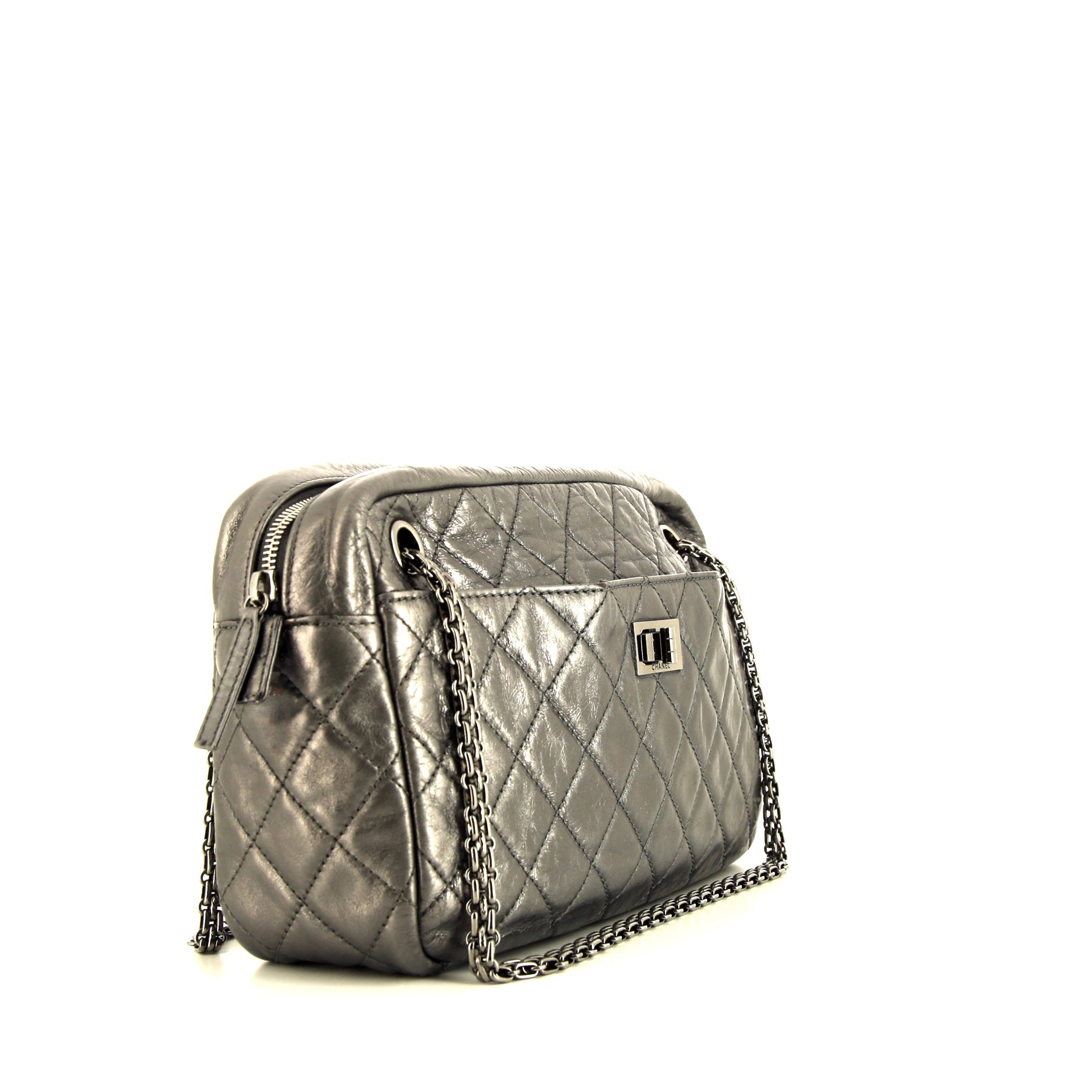 Borsa Chanel  Camera in pelle trapuntata grigio metallizzato