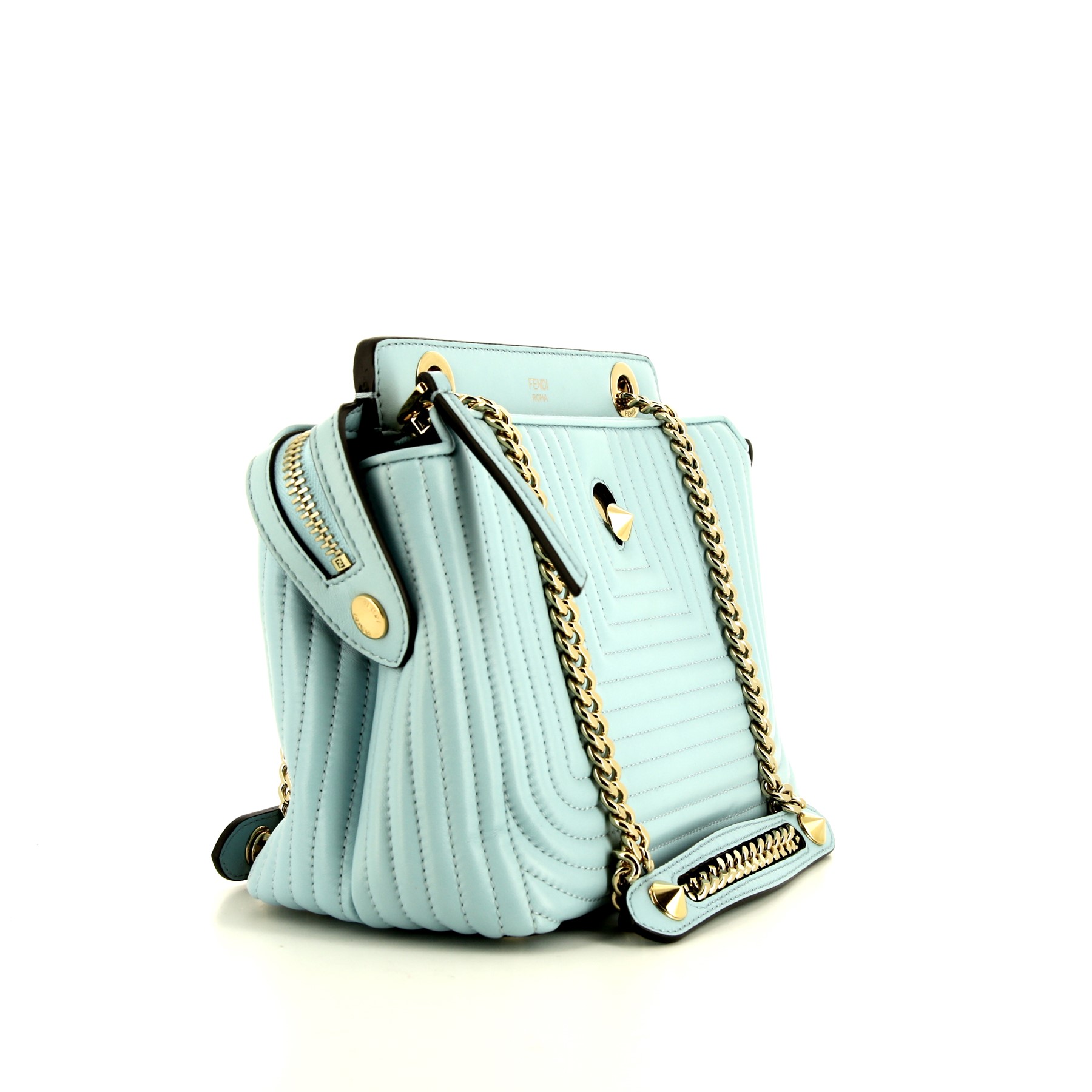 Bolso bandolera Fendi  Dotcom en cuero azul claro