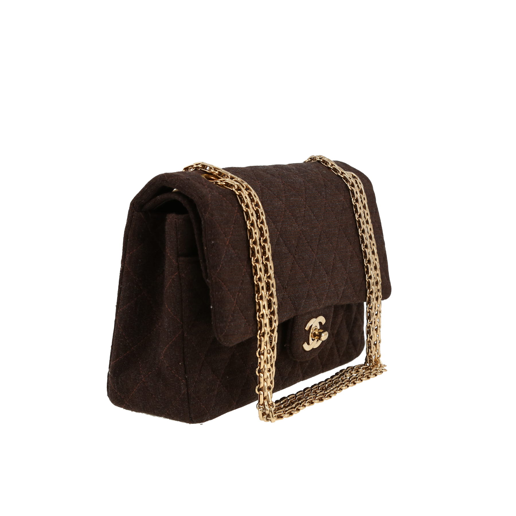 Chanel  Timeless Classic handbag  in brown quilted jersey