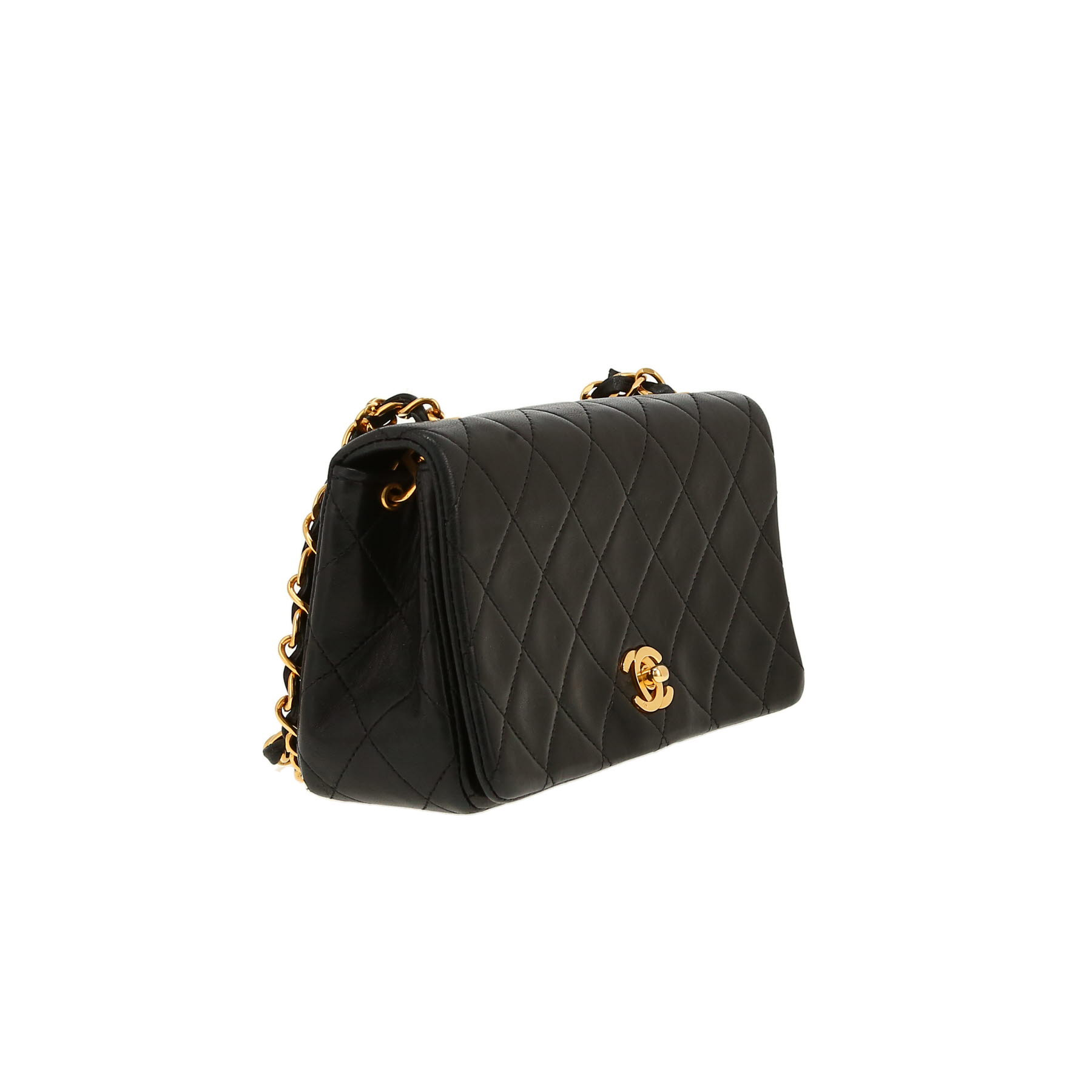 Sac porté épaule ou main Chanel  Mademoiselle en cuir matelassé noir