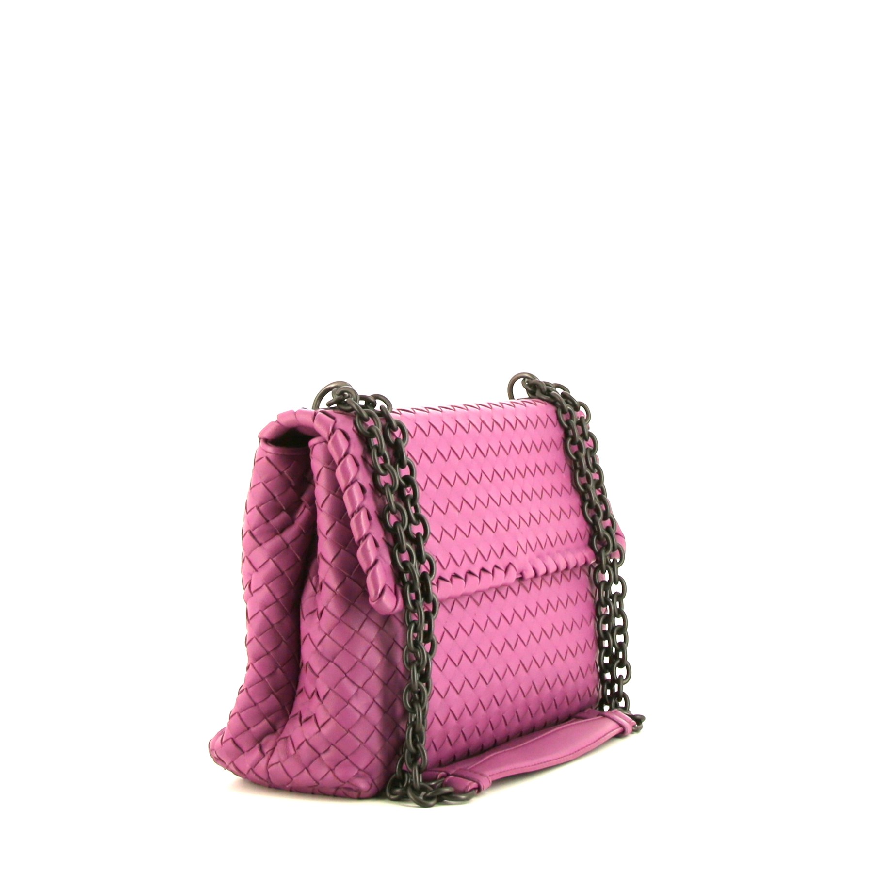 Bottega Veneta Olimpia medium model handbag in pink intrecciato leather