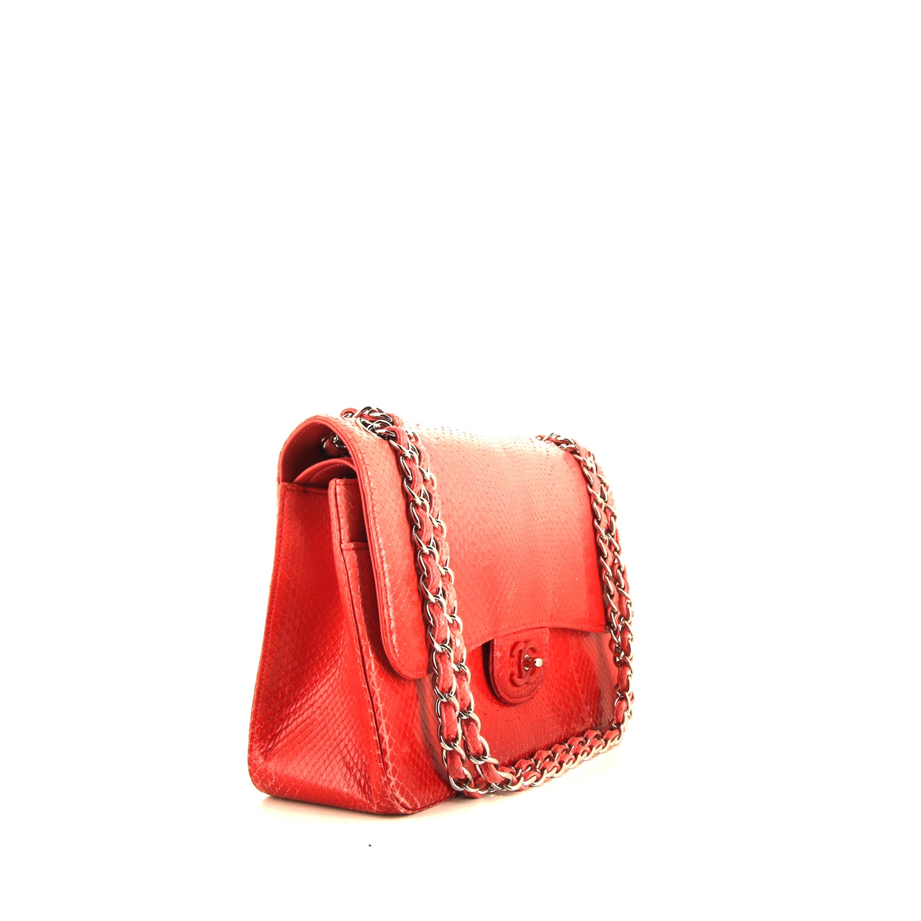 Chanel  Timeless Jumbo handbag  in pink and red shading  python