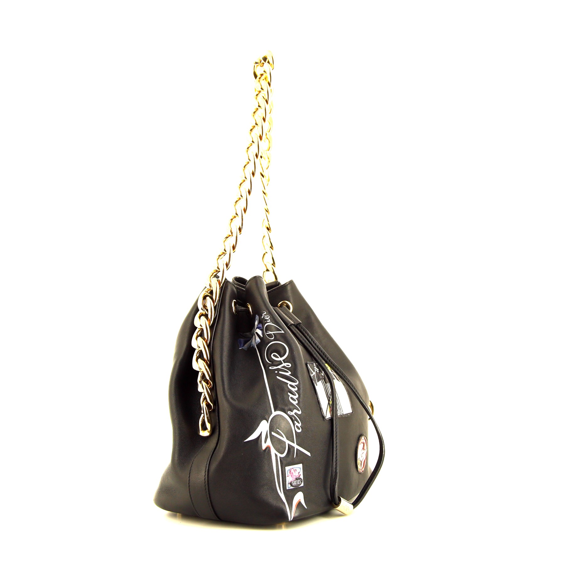 Sac à main Dior Bucket en cuir noir