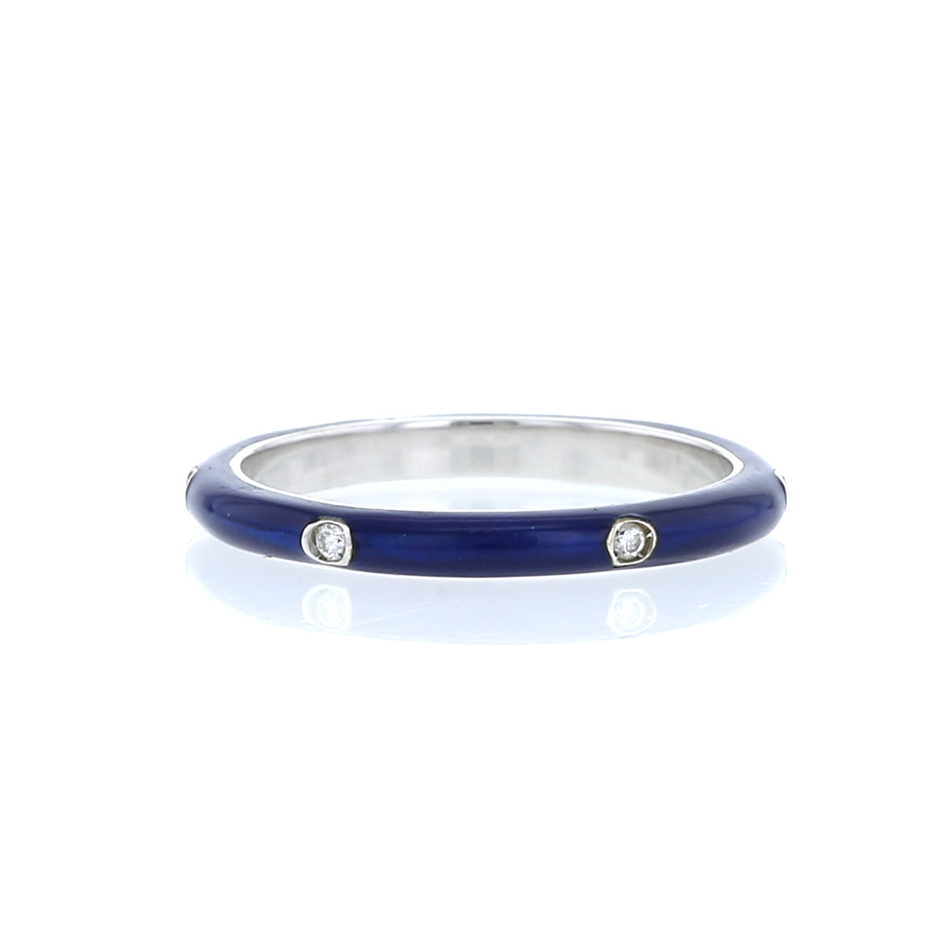 Ring In White Gold, Enamel And Diamonds