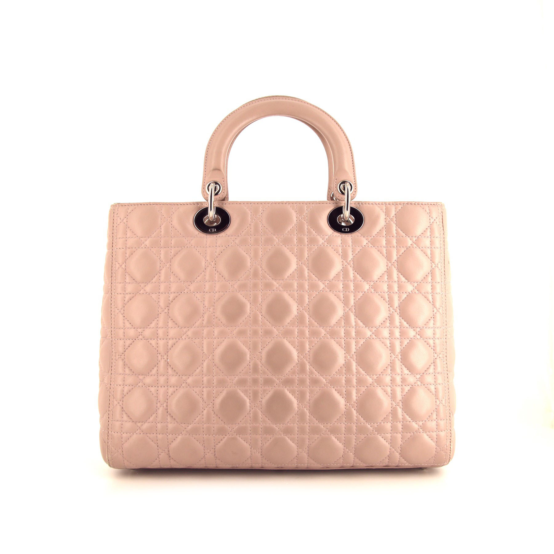 Lady Dior Large Model Handbag In Pink Leather Cannage