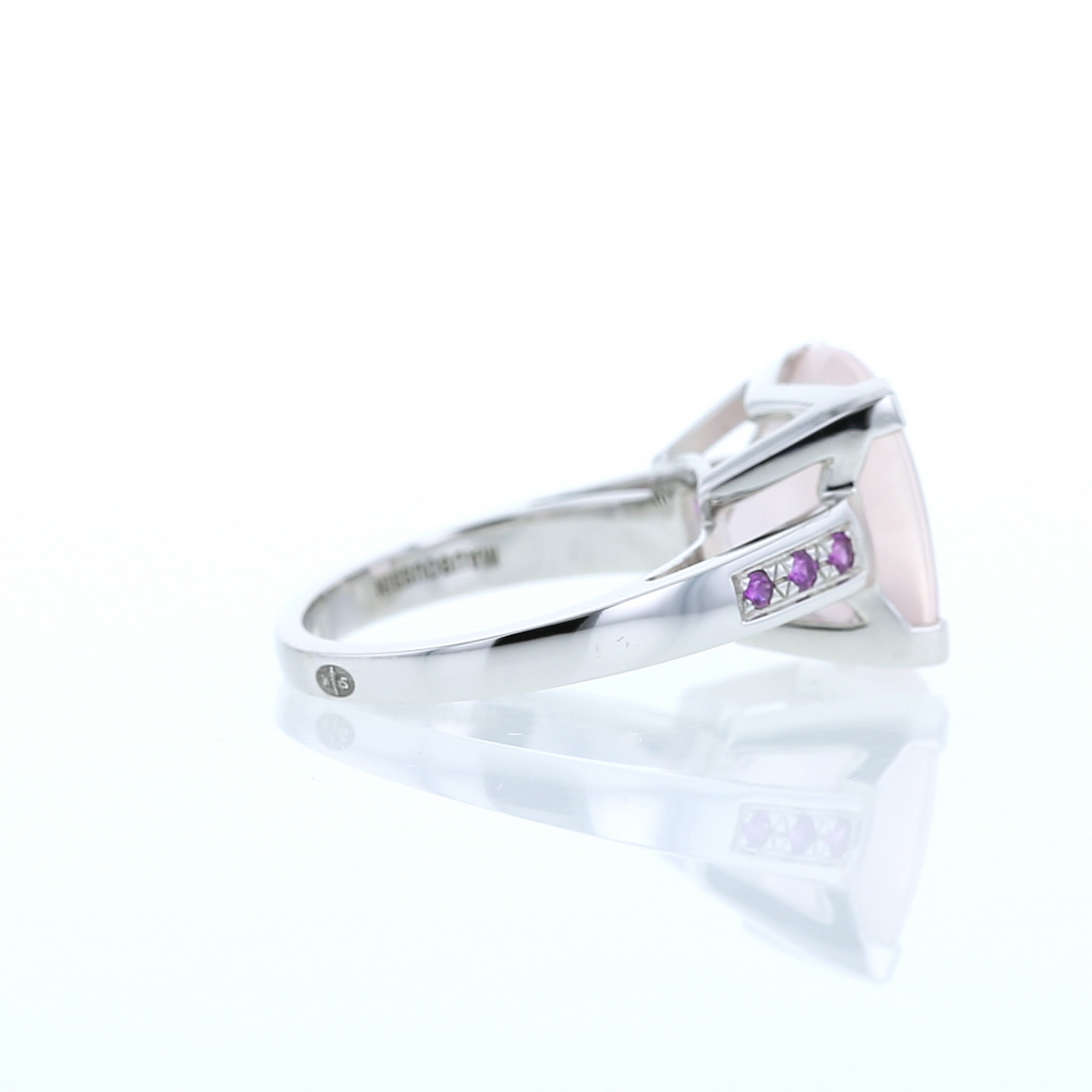 Mauboussin Petite Rose d'Amour ring in white gold,  quartz and sapphires