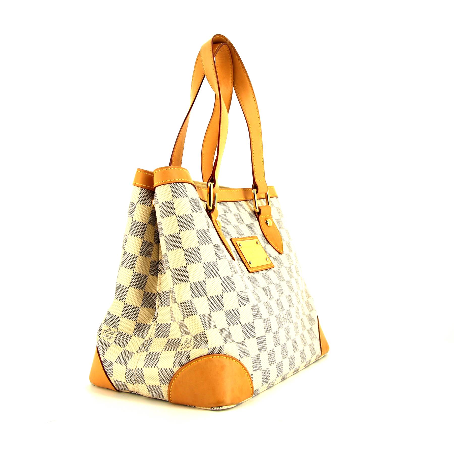 Louis Vuitton Hampstead shopping bag in azur damier canvas and natural leather