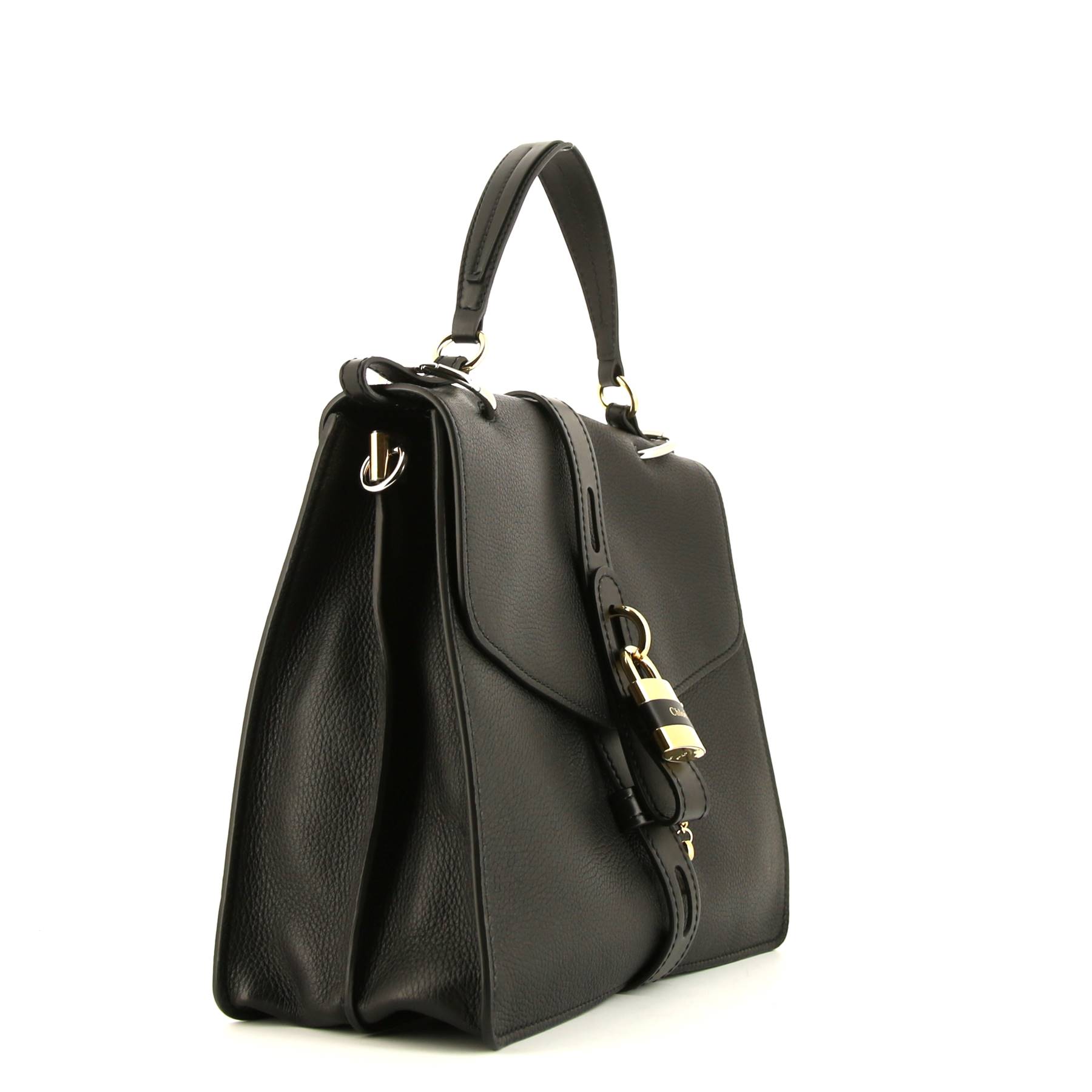 Sac à main Chloé Aby en cuir grainé noir