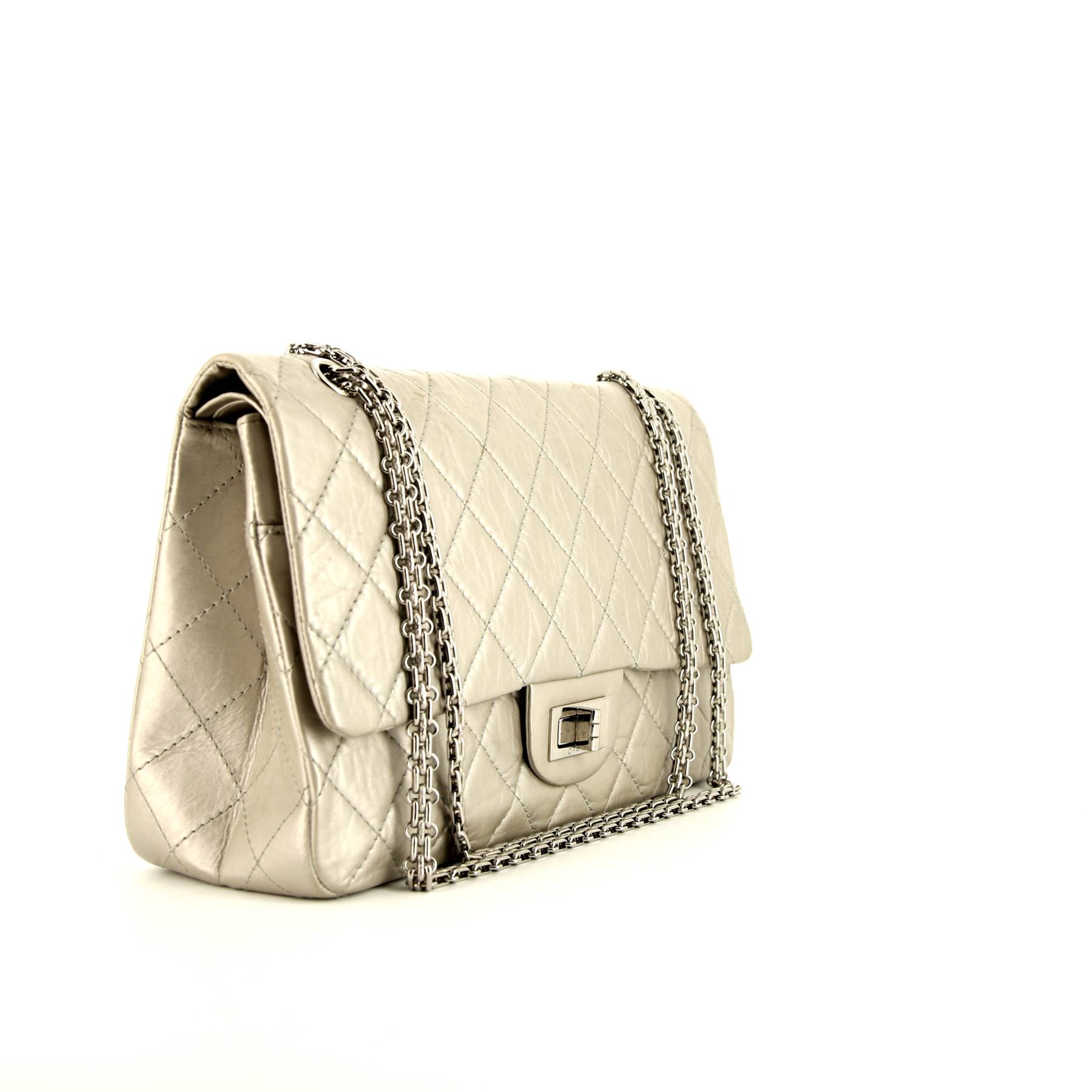 Borsa Chanel 2.55 in pelle trapuntata argentata