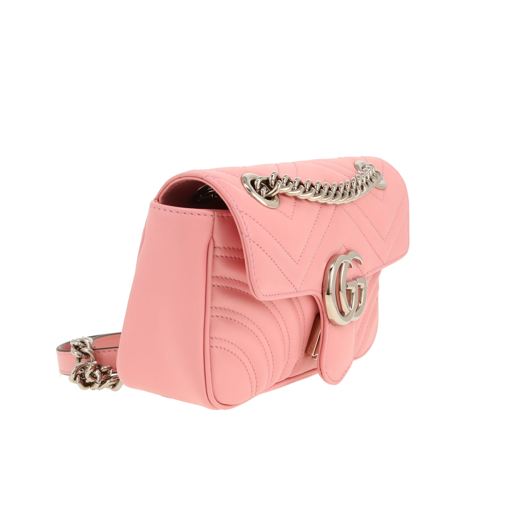 Sac bandoulière Gucci  GG Marmont petit modèle  en cuir matelassé rose
