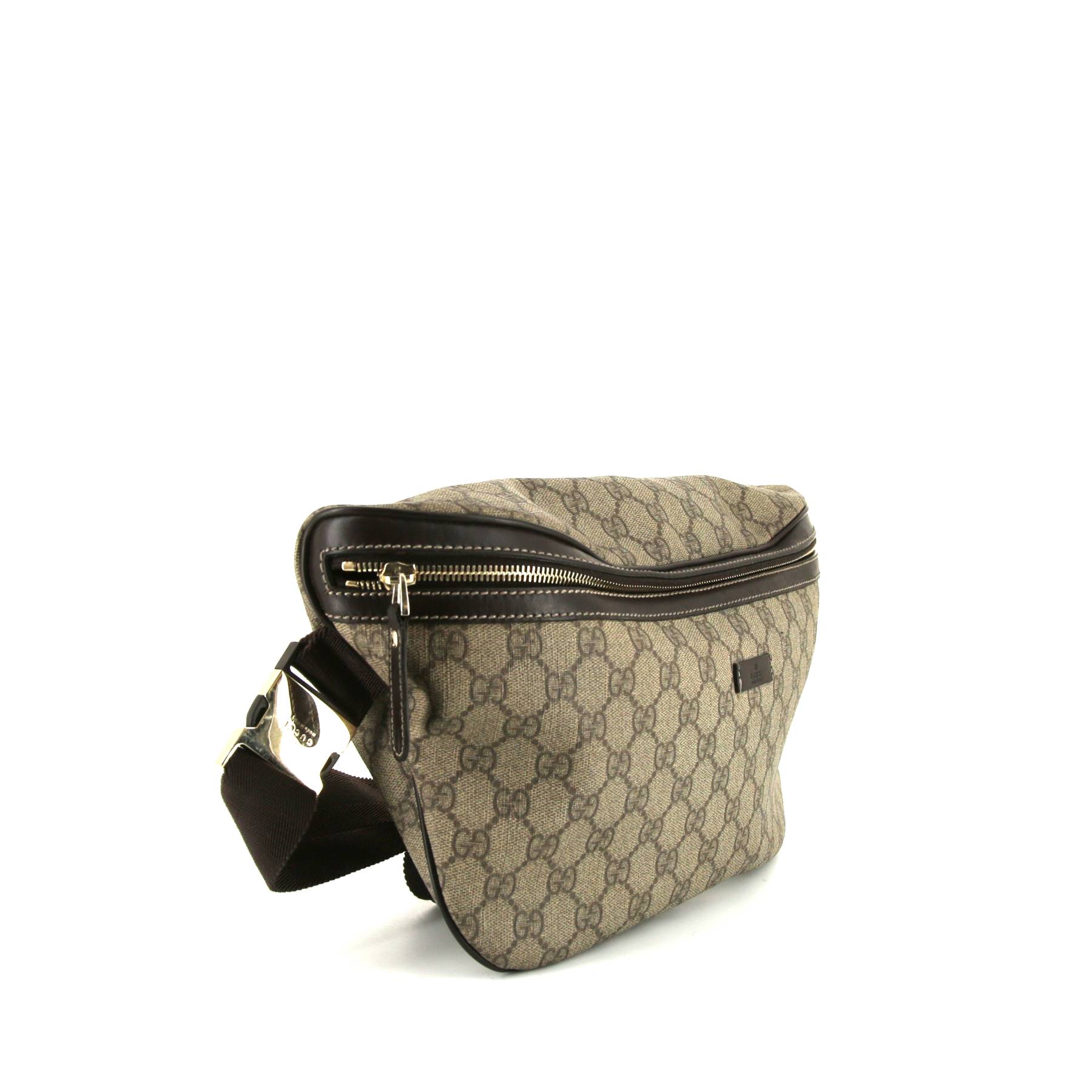 Gucci clutch-belt in beige monogram canvas and brown leather