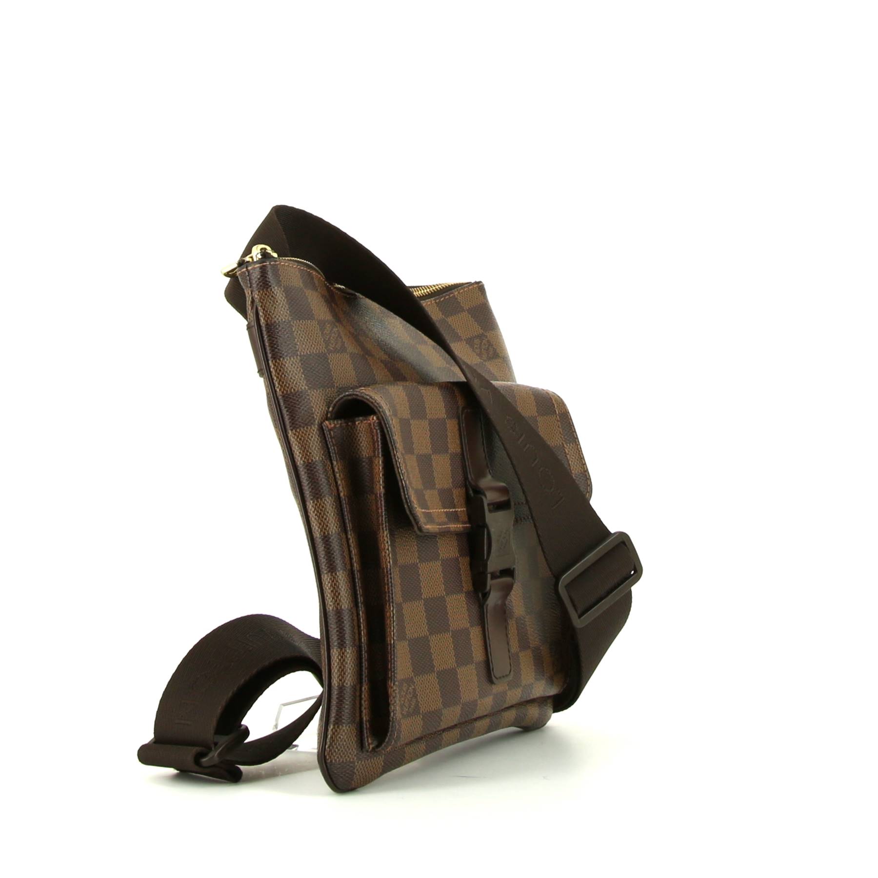 Sac bandoulière Louis Vuitton  Melville en toile damier ébène et cuir marron