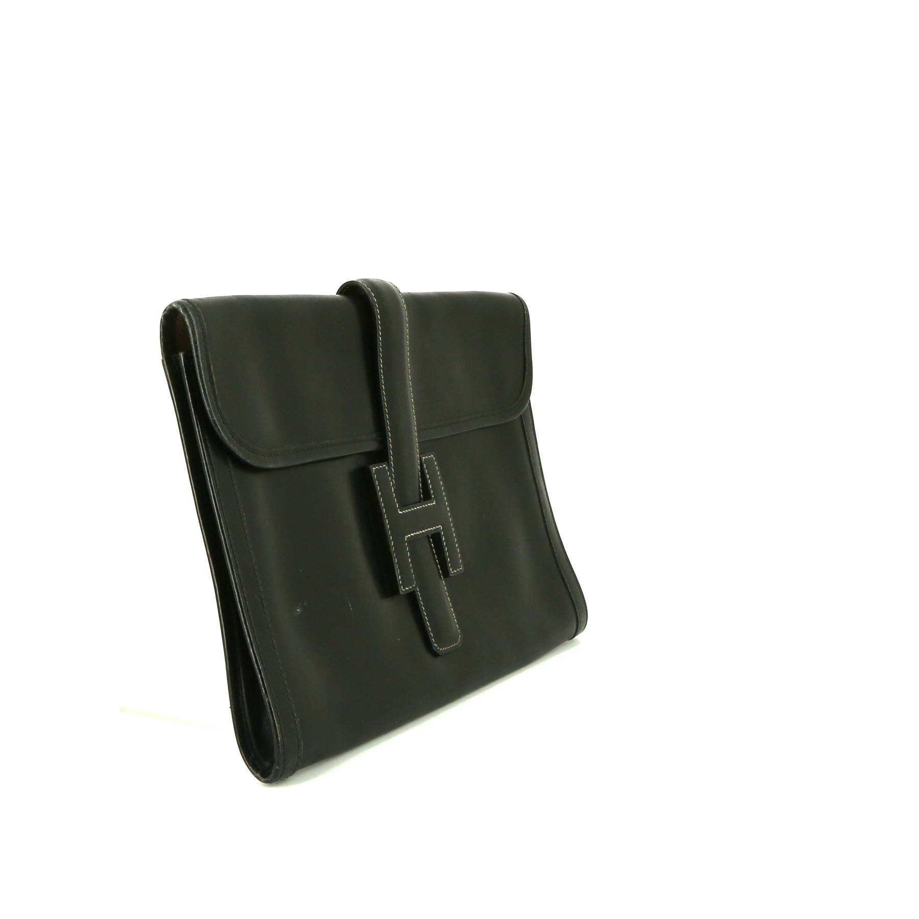 Pochette Hermès  Jige en cuir box noir