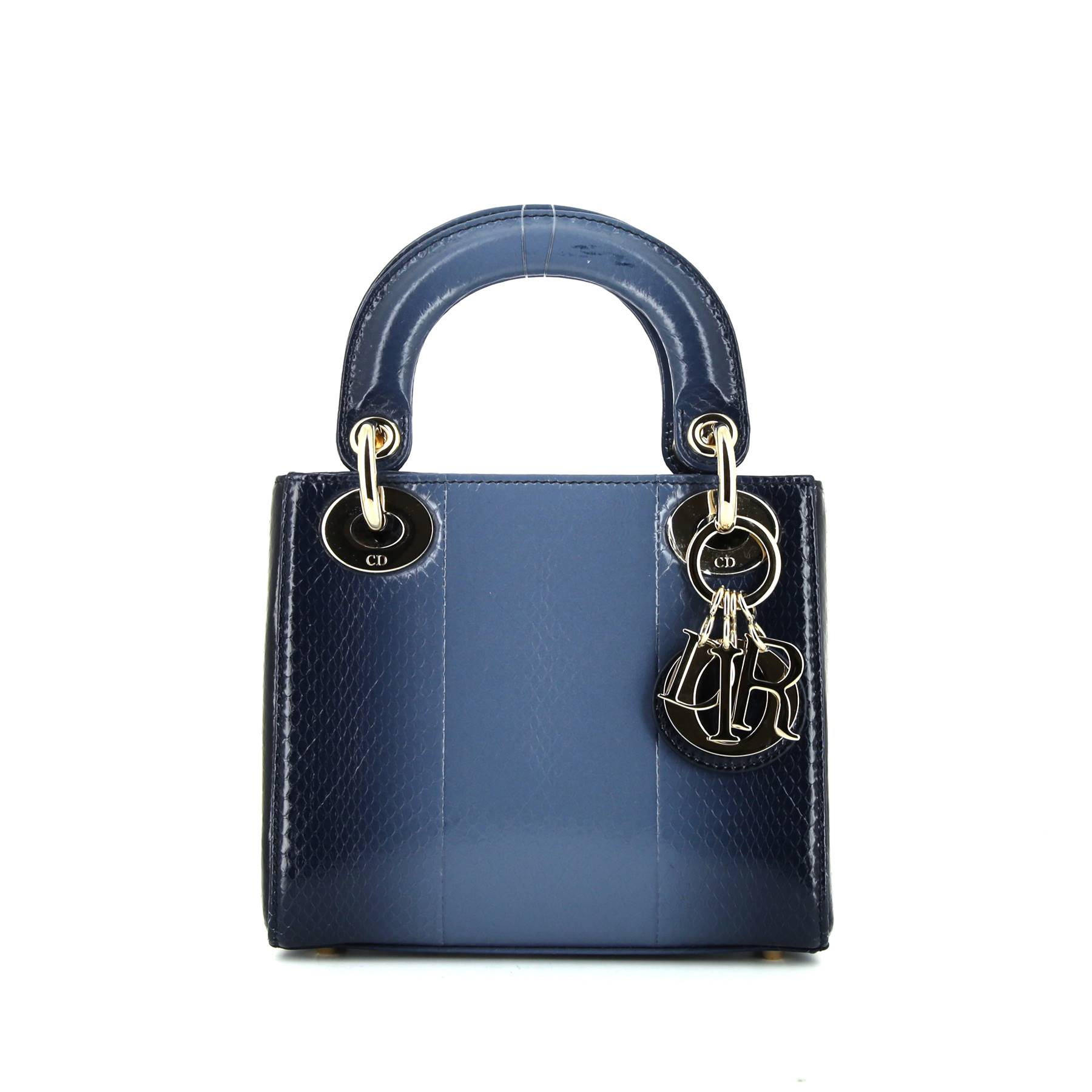 Sac à main Dior Mini Lady Dior en python dégradé bleu - 360