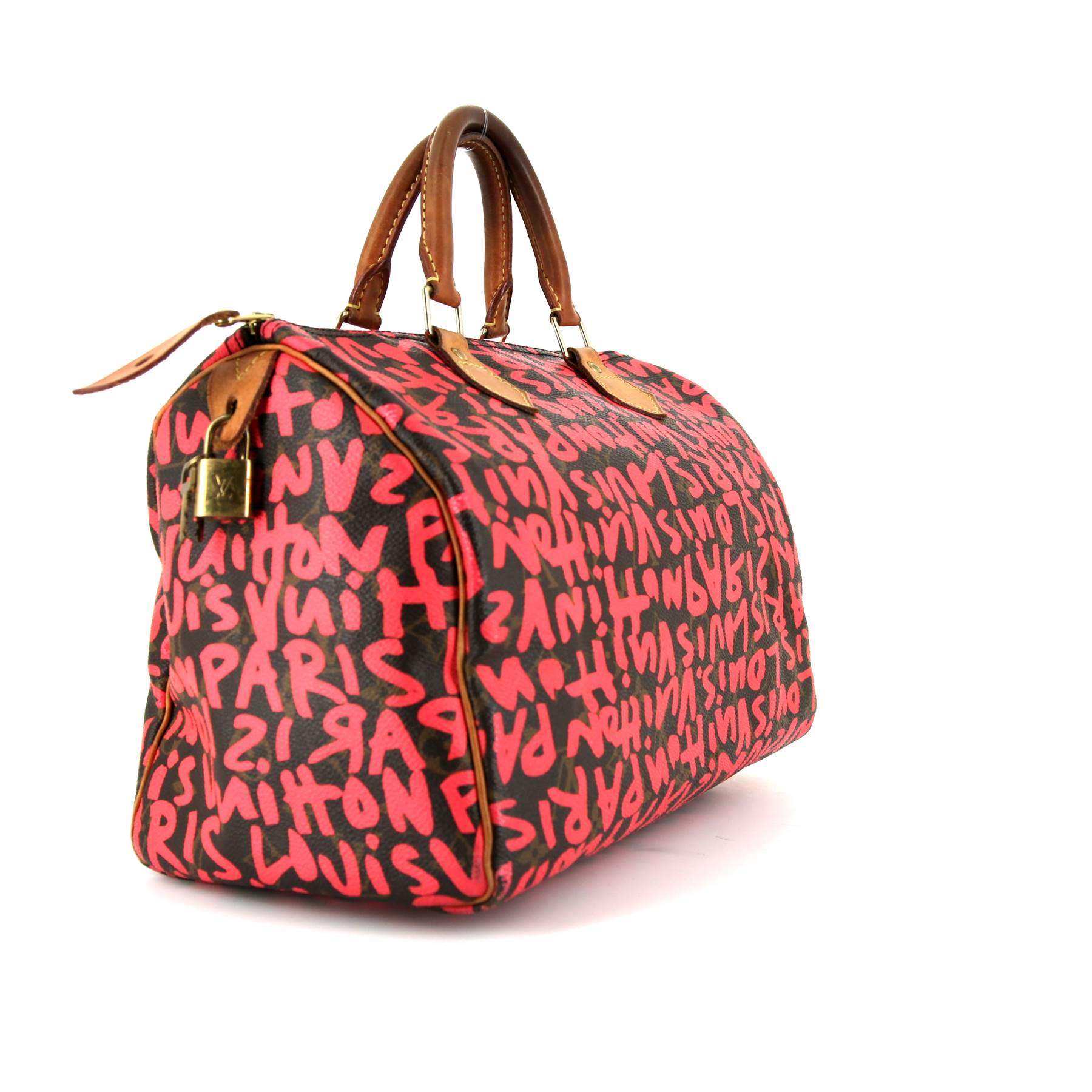 Louis Vuitton  Speedy Editions Limitées handbag  in brown and red monogram canvas  and natural leather