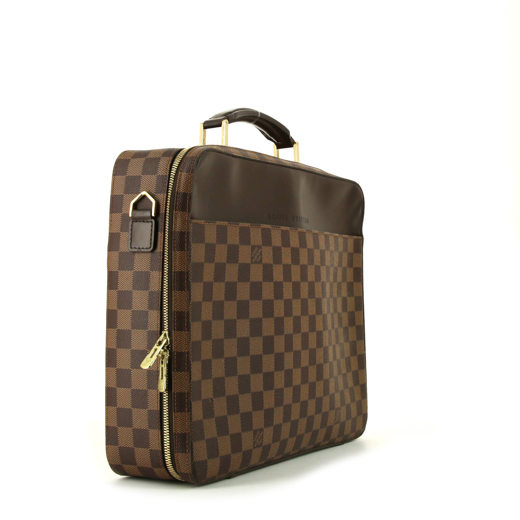 Louis Vuitton Porte documents Voyage briefcase in ebene damier canvas and brown leather