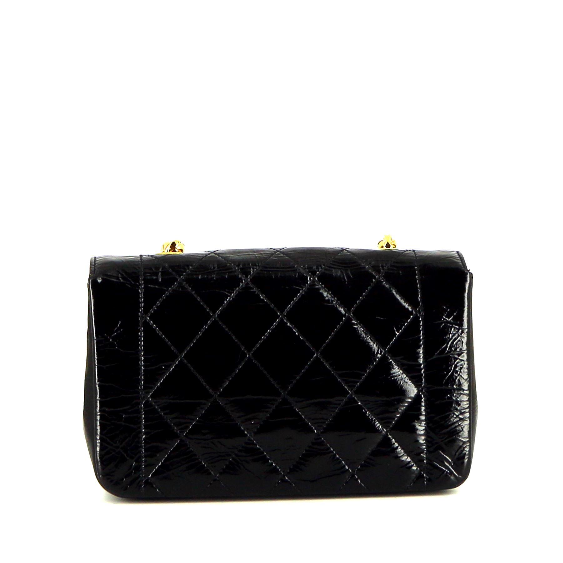 Handbag In Black Patent Quilted Leather