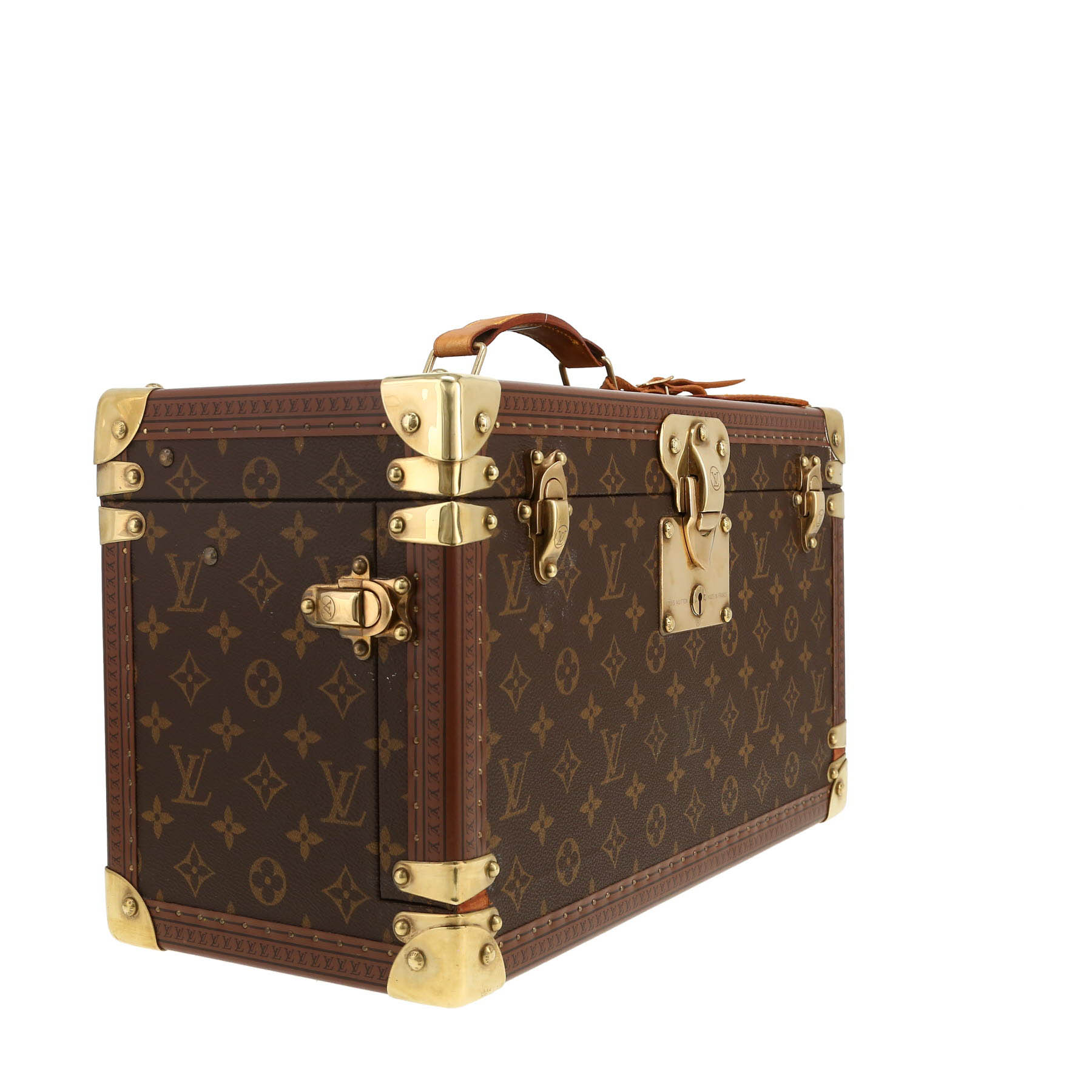 Louis Vuitton Malle à livres trunk in monogram canvas and natural leather