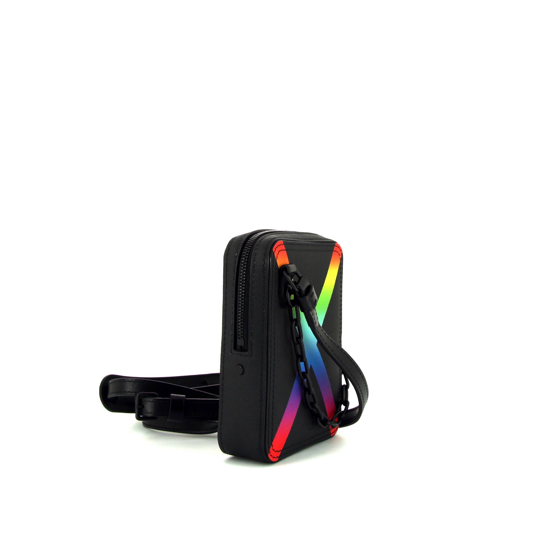 Bolso bandolera Louis Vuitton Danube Rainbow Messenger bag en cuero taiga negro