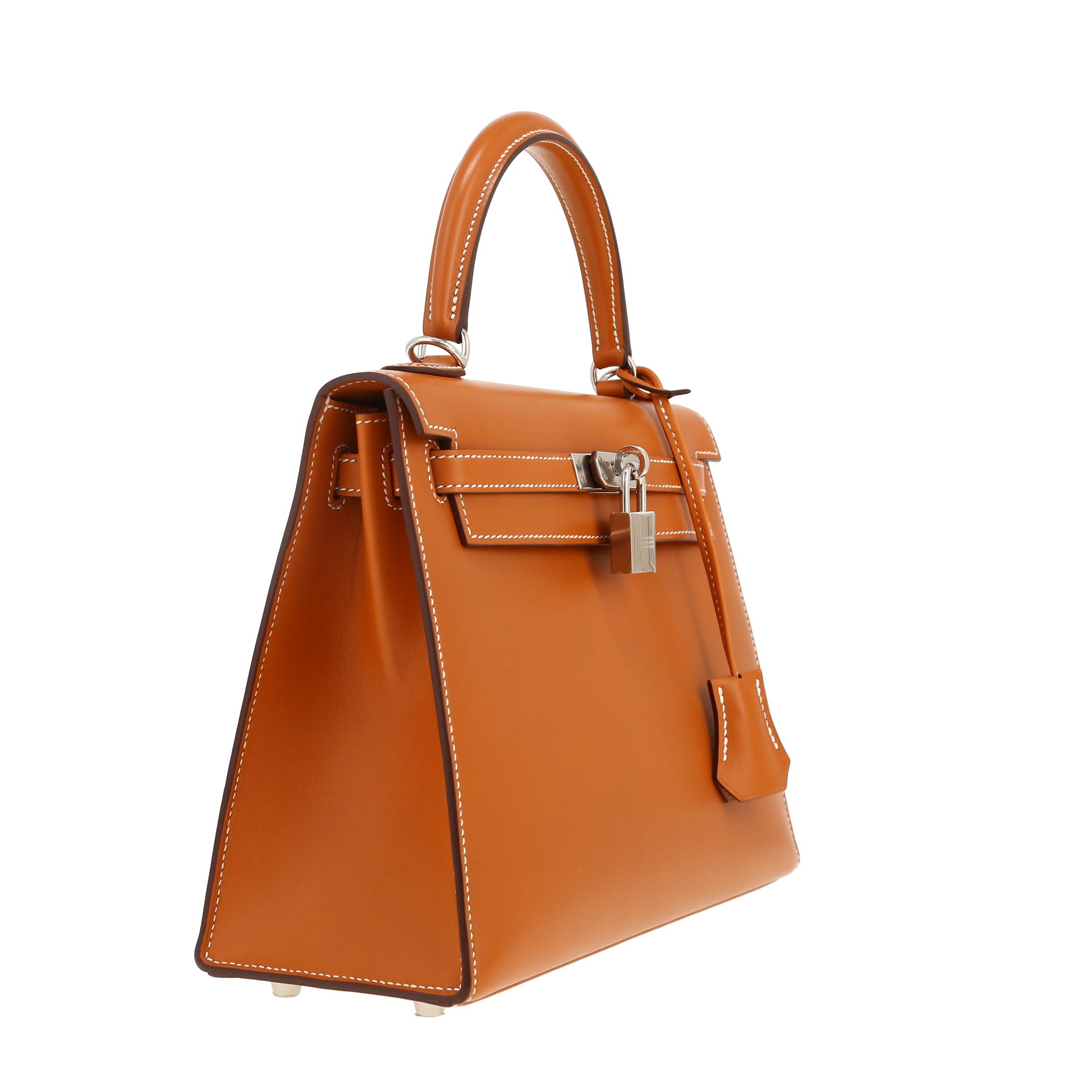 Hermes Kelly 25 cm handbag in gold box leather