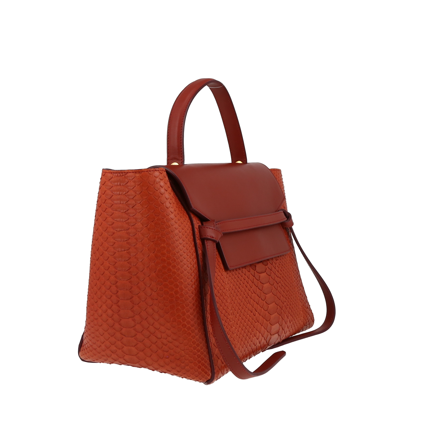 Borsa Celine  Belt modello medio  in pitone marrone Rouille e pelle marrone