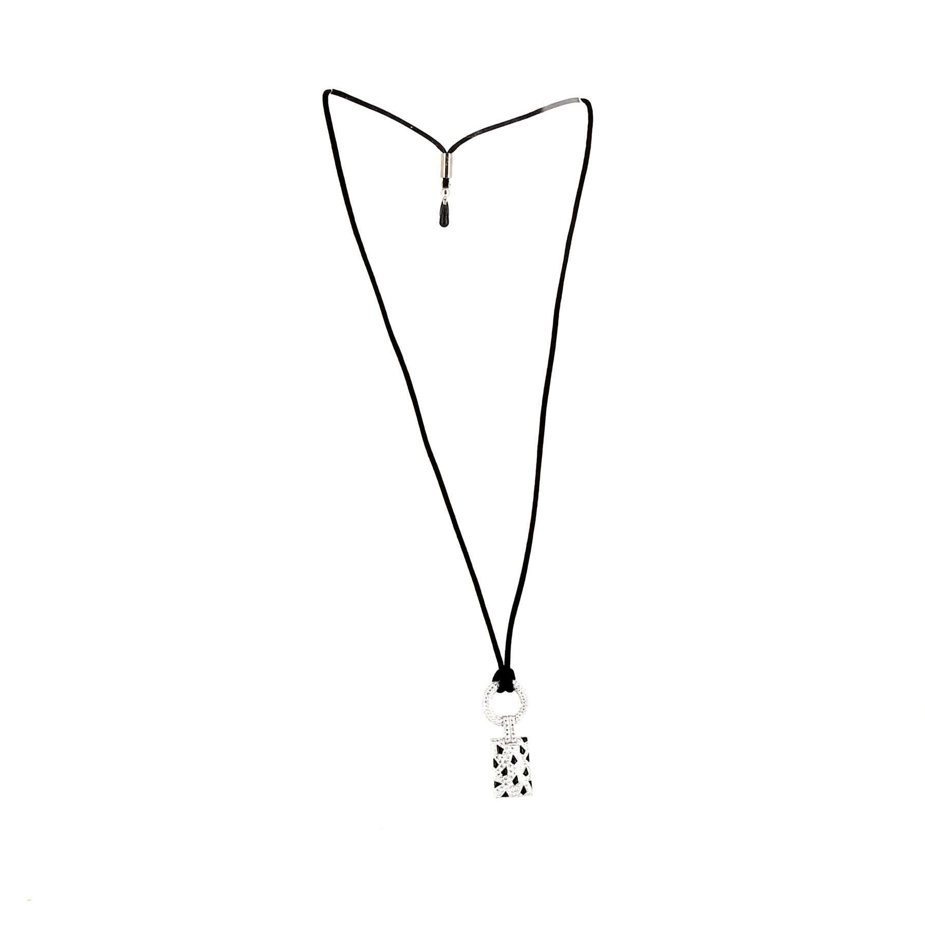 Collana Cartier Panthère Pelage modello piccolo in oro bianco,  onice e diamanti
