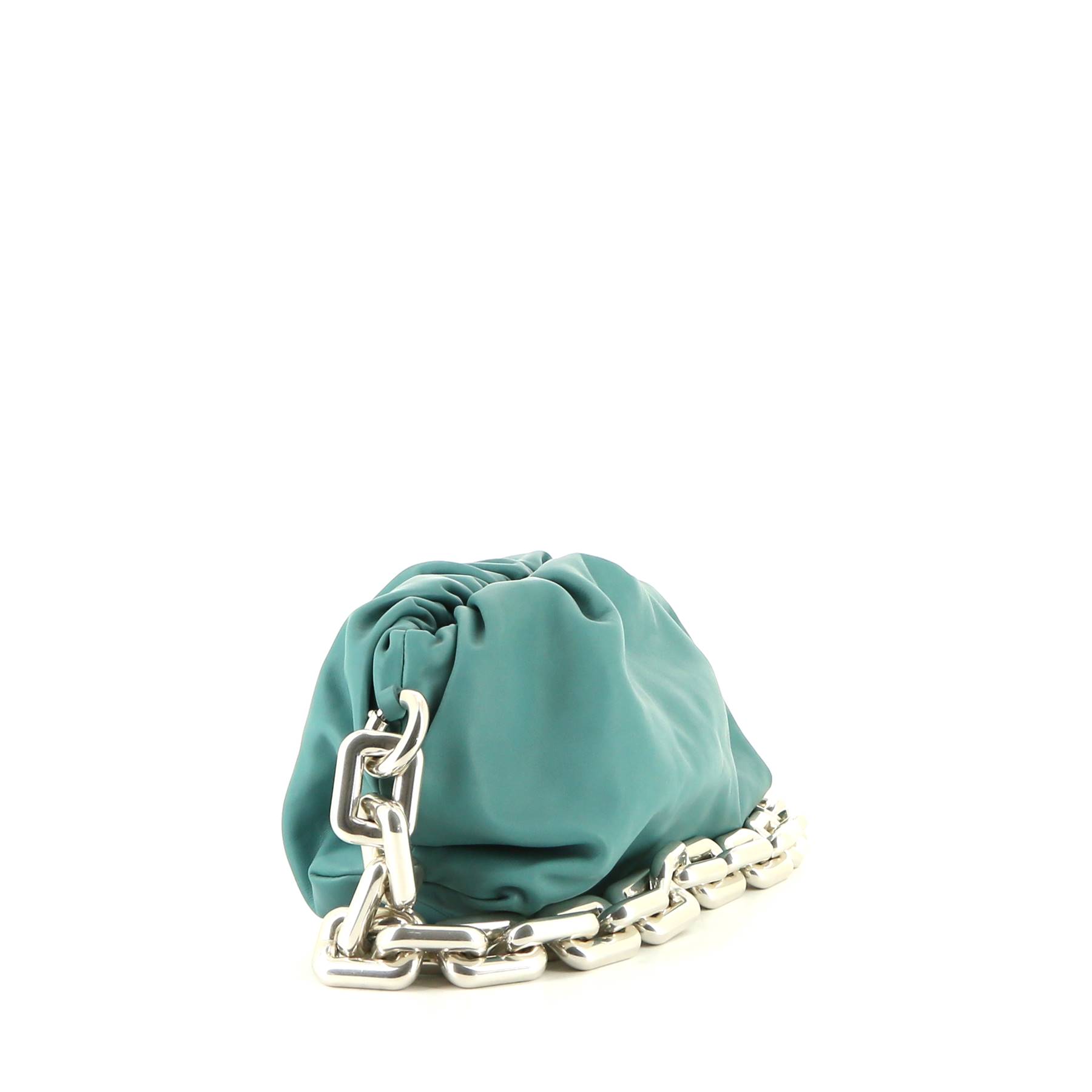 Bottega Veneta Chain Pouch handbag in turquoise leather