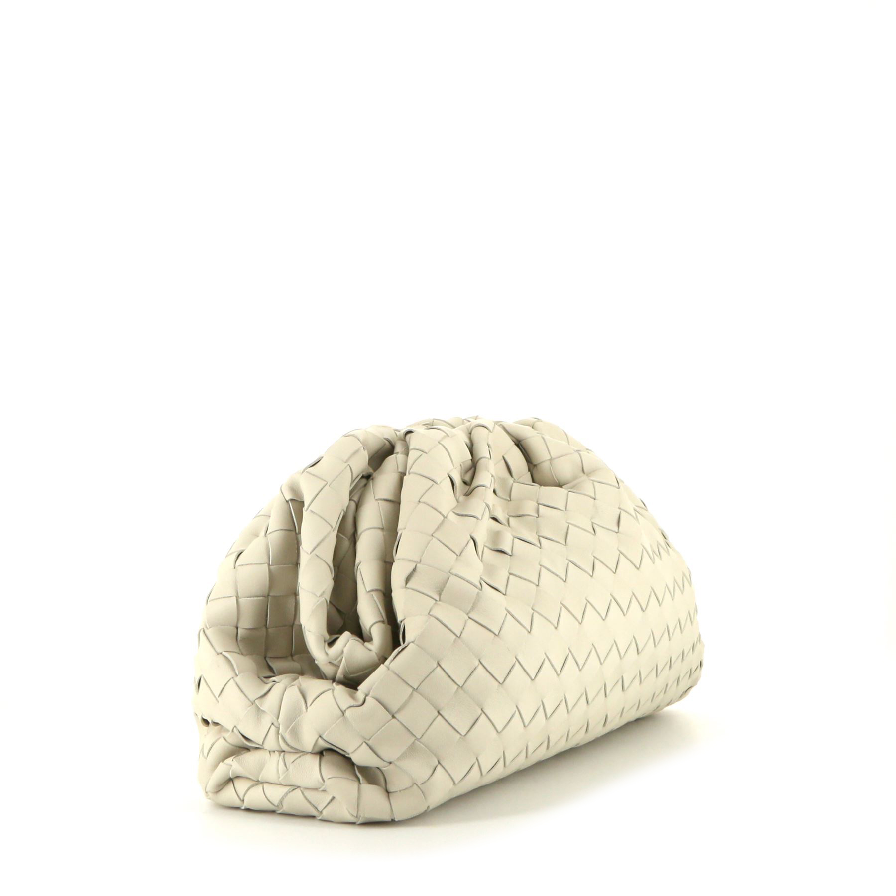 Pochette Bottega Veneta Pouch in pelle intrecciata bianca plaster