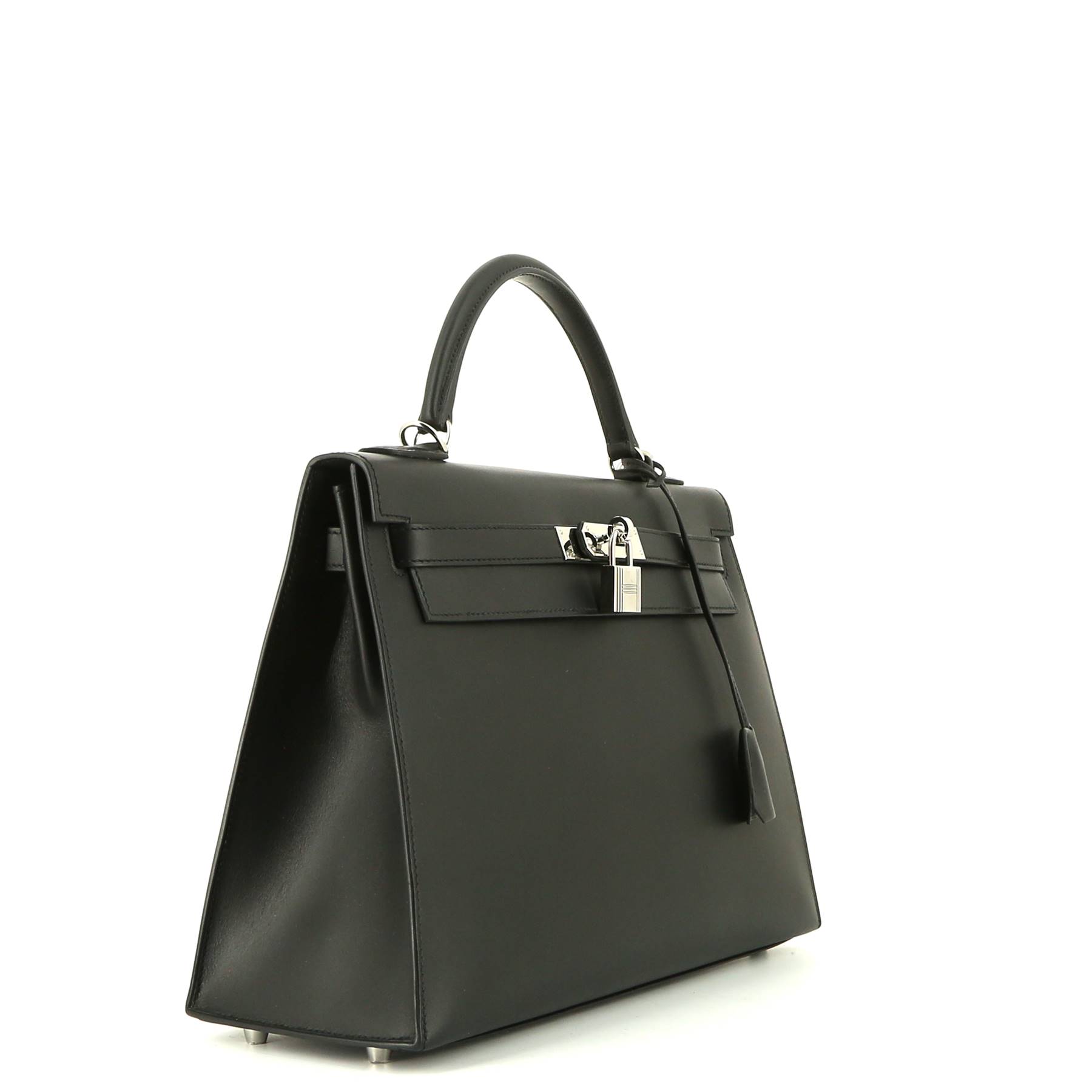 Bolso de mano Hermes Kelly 32 cm en cuero Madame negro